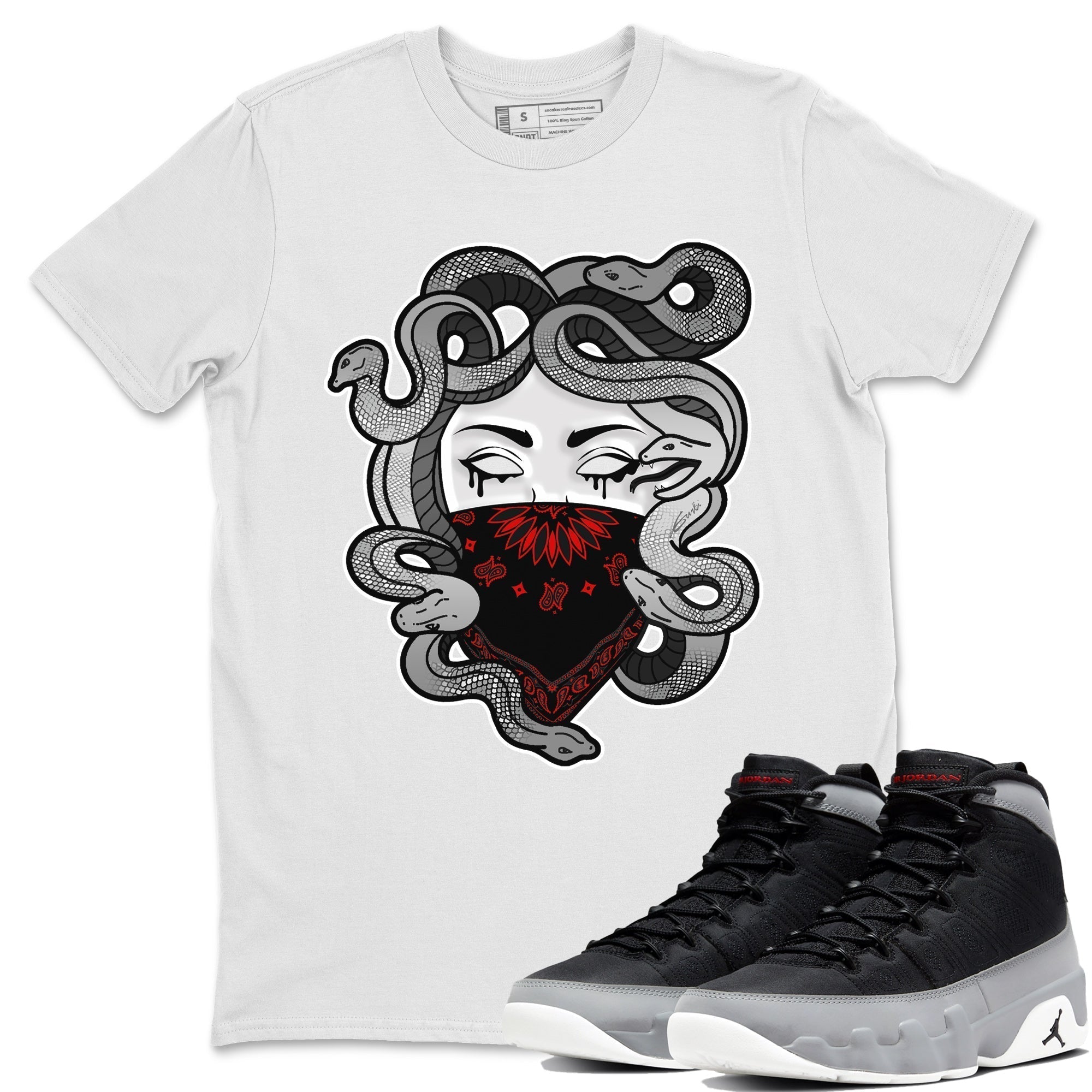 Jordan 9 Particle Grey Shirt To Match Jordans Medusa Sneaker Tees Jordan 9 Particle Grey Drip Gear Zone Sneaker Matching Clothing Unisex Shirts