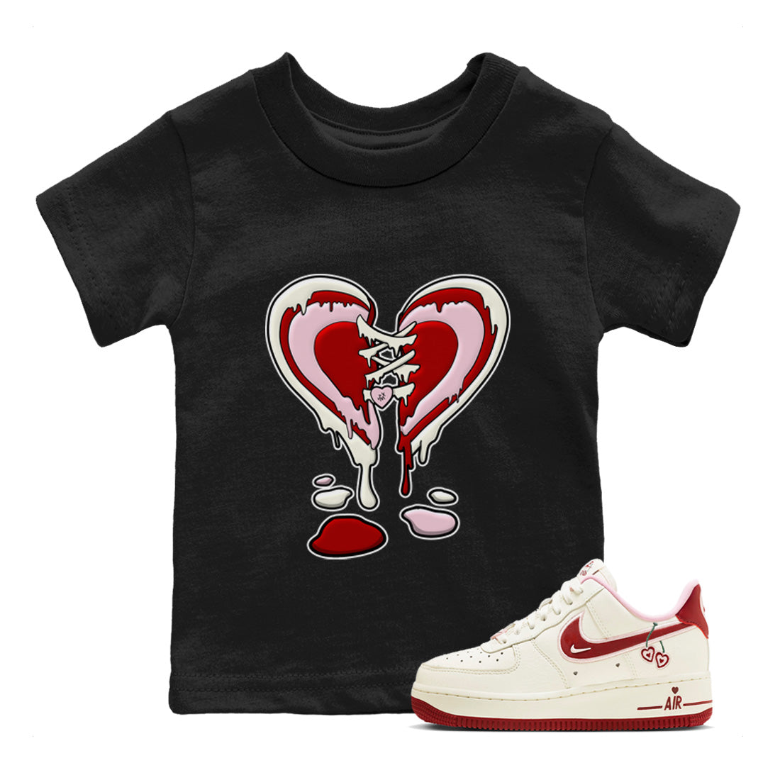 Air Force 1 Valentines Day Sneaker Match Tees Melting Heart Sneaker Tees Air Force 1 Valentines Day Jordan to match sneaker T-Shirt Kids Shirts