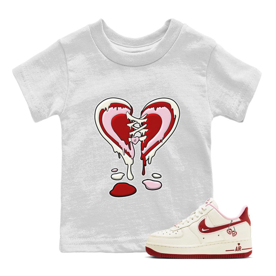 Air Force 1 Valentines Day Sneaker Match Tees Melting Heart Sneaker Tees Air Force 1 Valentines Day Jordan to match sneaker T-Shirt Kids Shirts