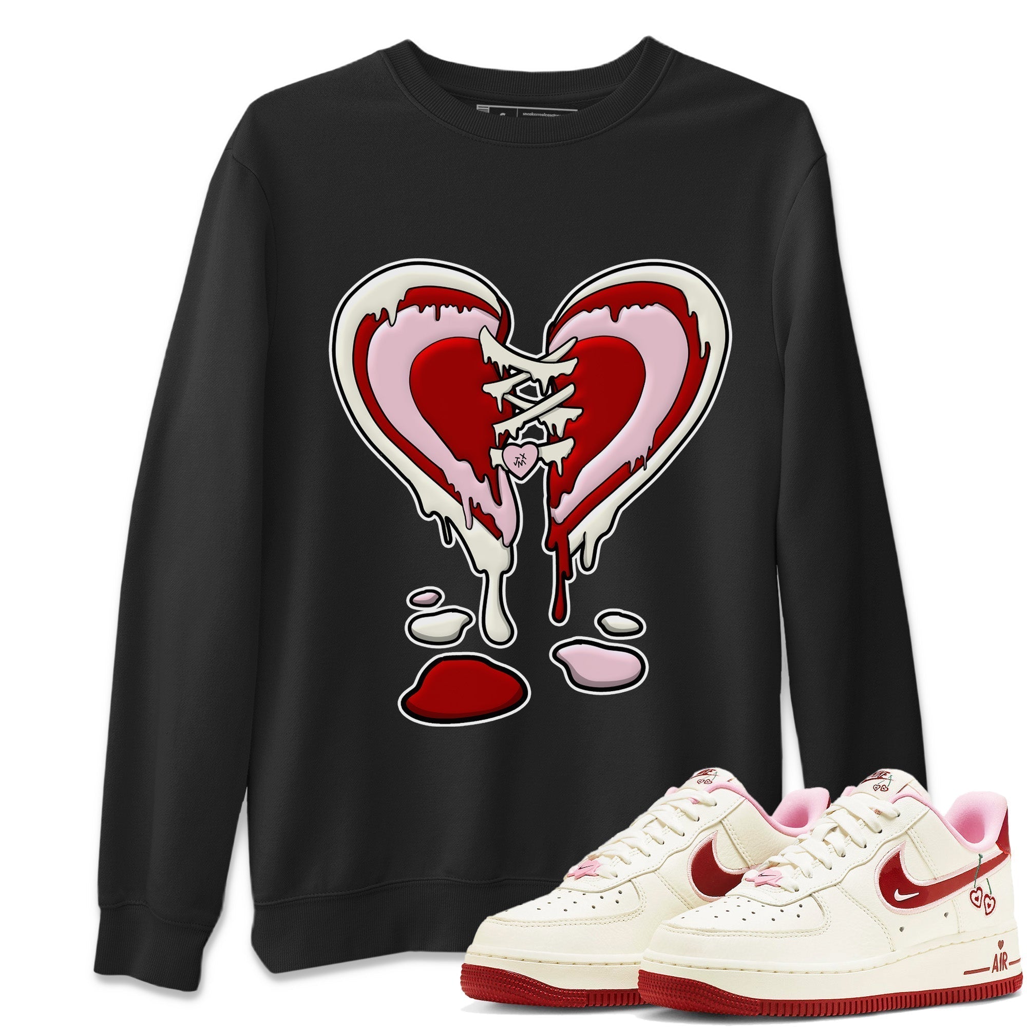 Air Force 1 Valentines Day Sneaker Match Tees Melting Heart Sneaker Tees Air Force 1 Valentines Day Jordan to match sneaker T-Shirt Crew Neck Shirts