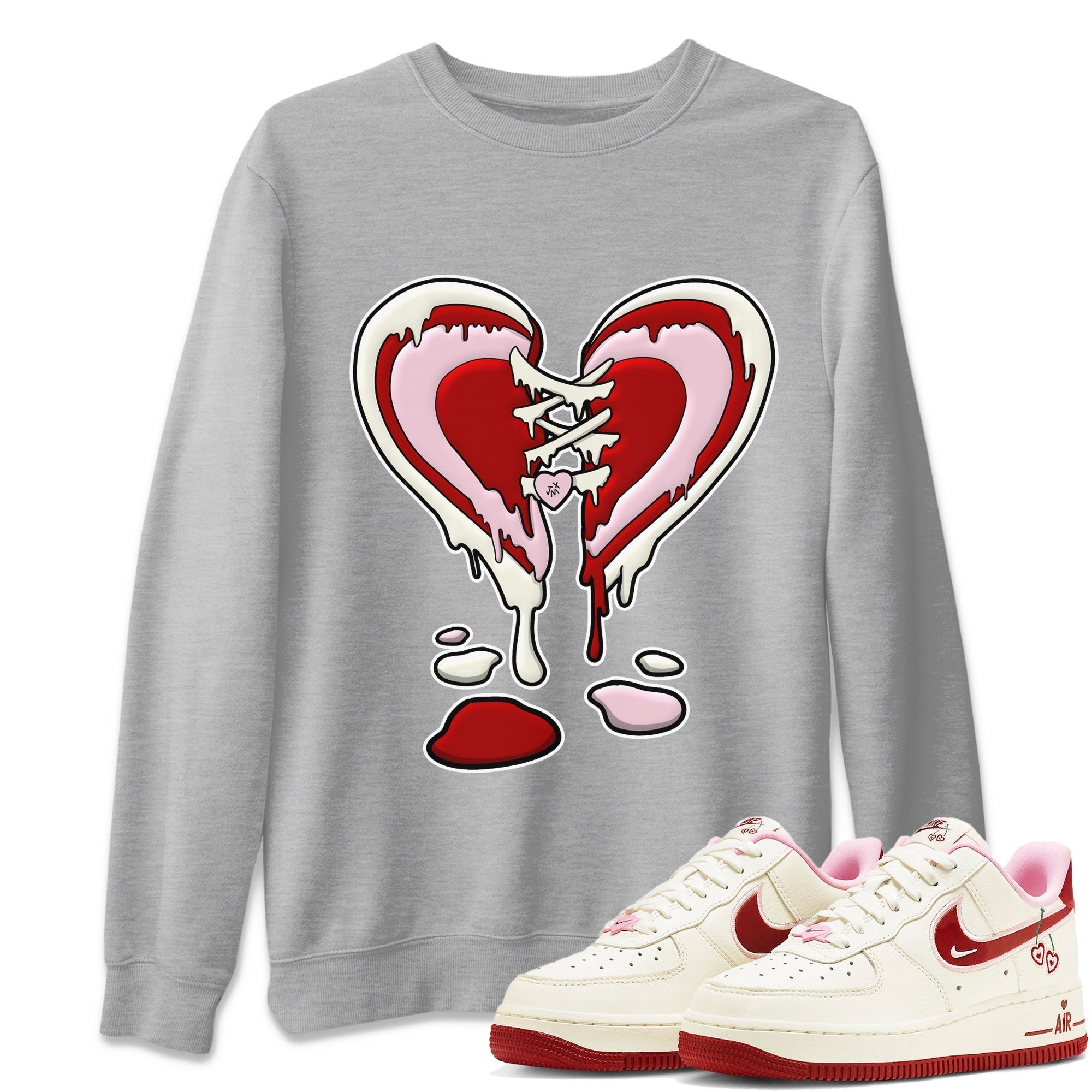 Air Force 1 Valentines Day Sneaker Match Tees Melting Heart Sneaker Tees Air Force 1 Valentines Day Jordan to match sneaker T-Shirt Crew Neck Shirts