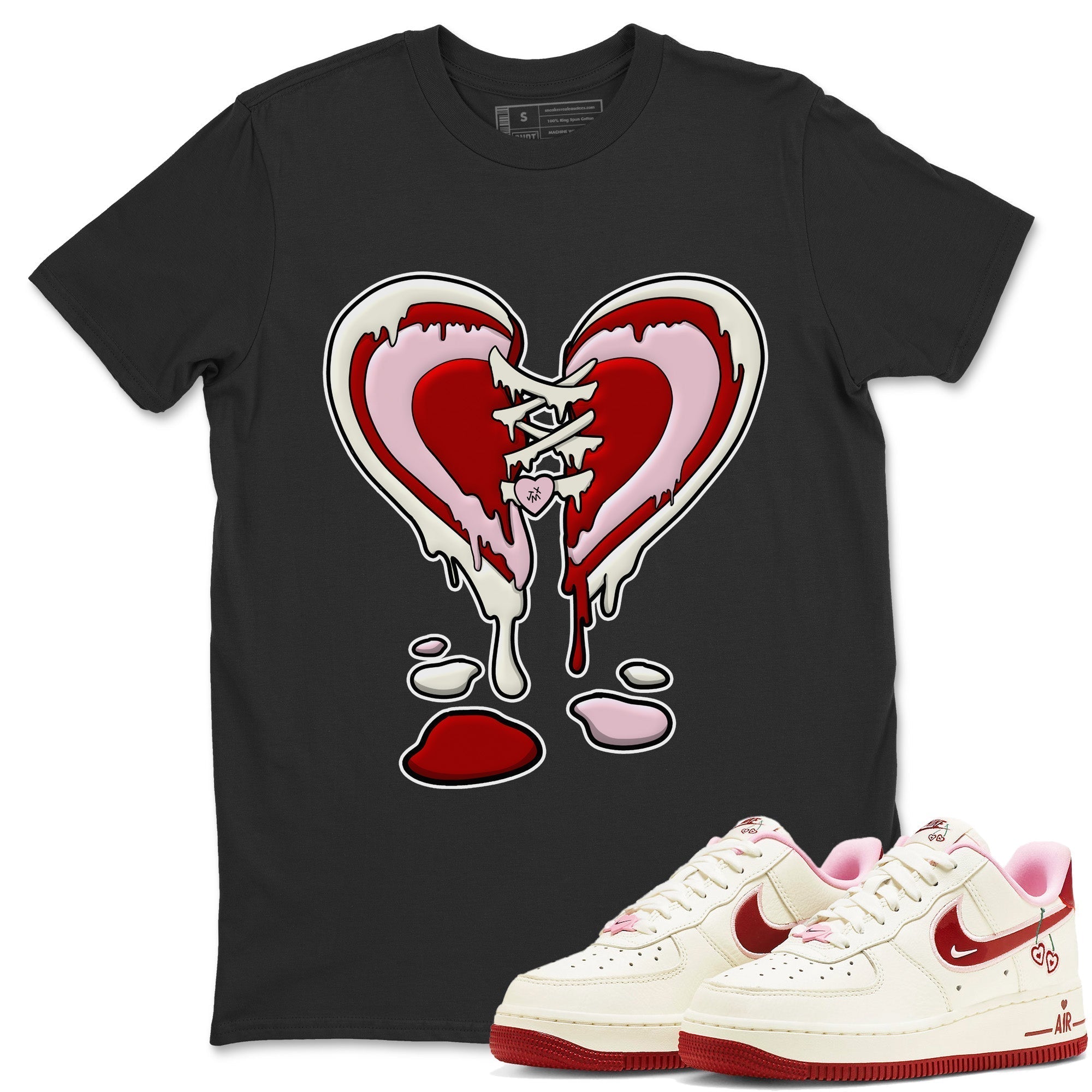 Air Force 1 Valentines Day Sneaker Match Tees Melting Heart Sneaker Tees Air Force 1 Valentines Day Jordan to match sneaker T-Shirt Crew Neck Shirts