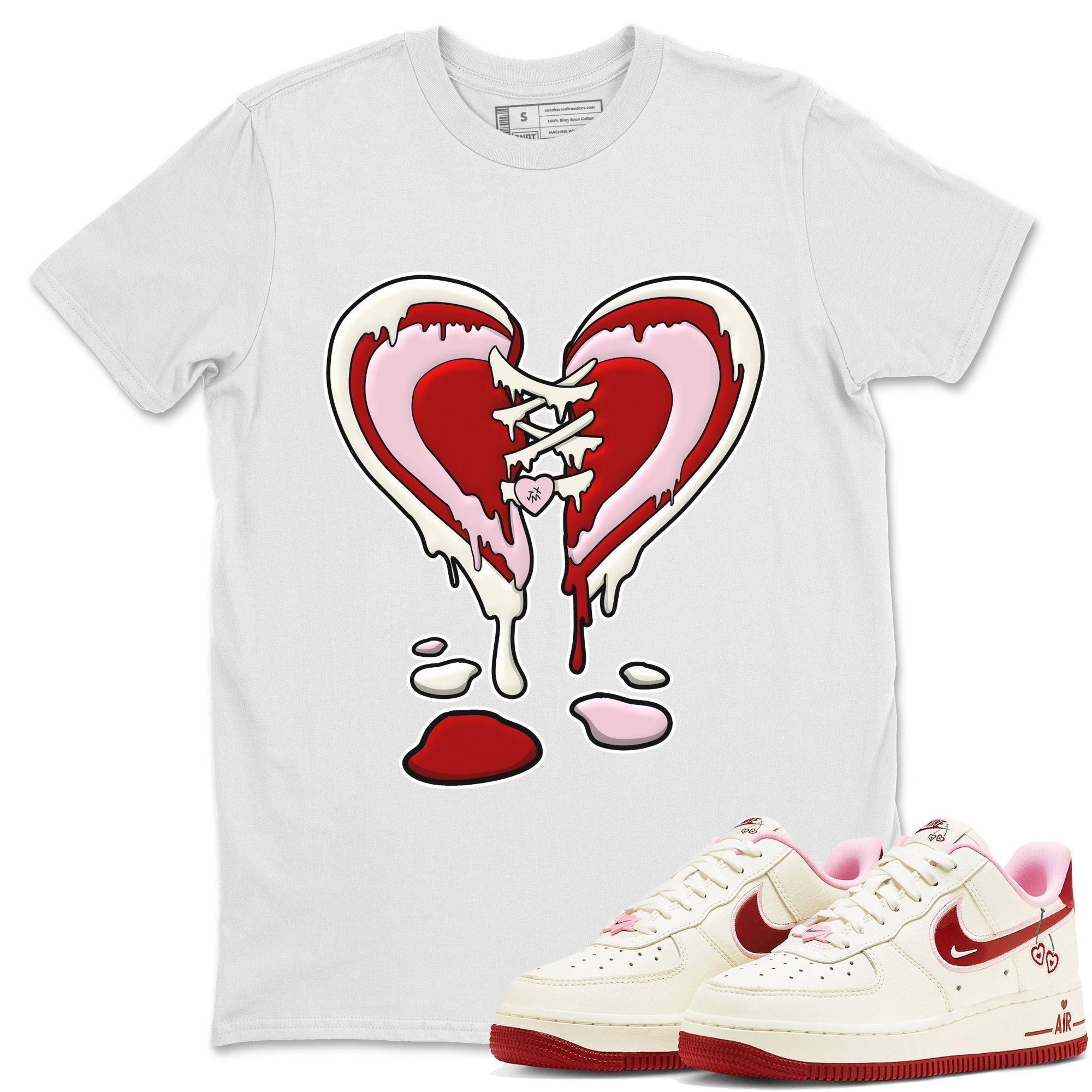Air Force 1 Valentines Day Sneaker Match Tees Melting Heart Sneaker Tees Air Force 1 Valentines Day Jordan to match sneaker T-Shirt Crew Neck Shirts