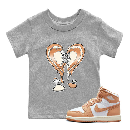 Air Jordan 1 High OG WMNS Praline shirt to match jordans Melting Heart Streetwear Sneaker Shirt Air Jordan 1 Praline Drip Gear Zone Sneaker Matching Clothing Baby Toddler Heather Grey 1 T-Shirt