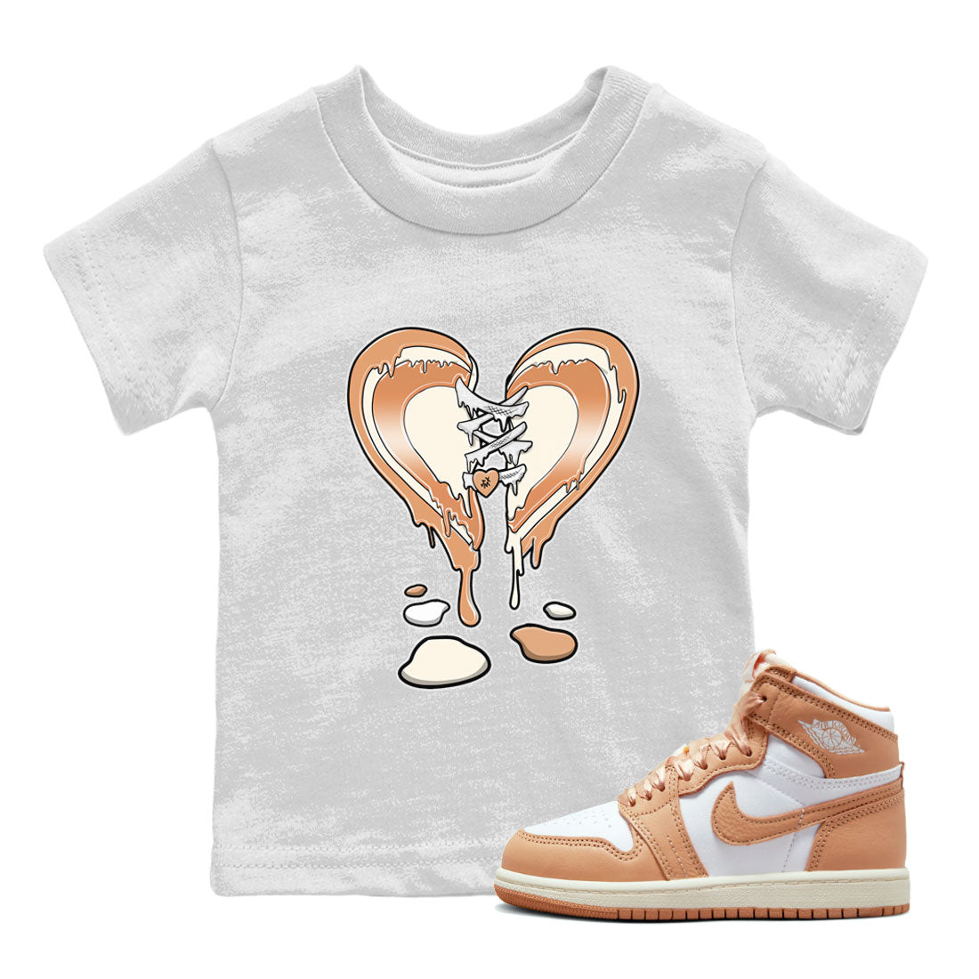 Air Jordan 1 High OG WMNS Praline shirt to match jordans Melting Heart Streetwear Sneaker Shirt Air Jordan 1 Praline Drip Gear Zone Sneaker Matching Clothing Baby Toddler White 1 T-Shirt