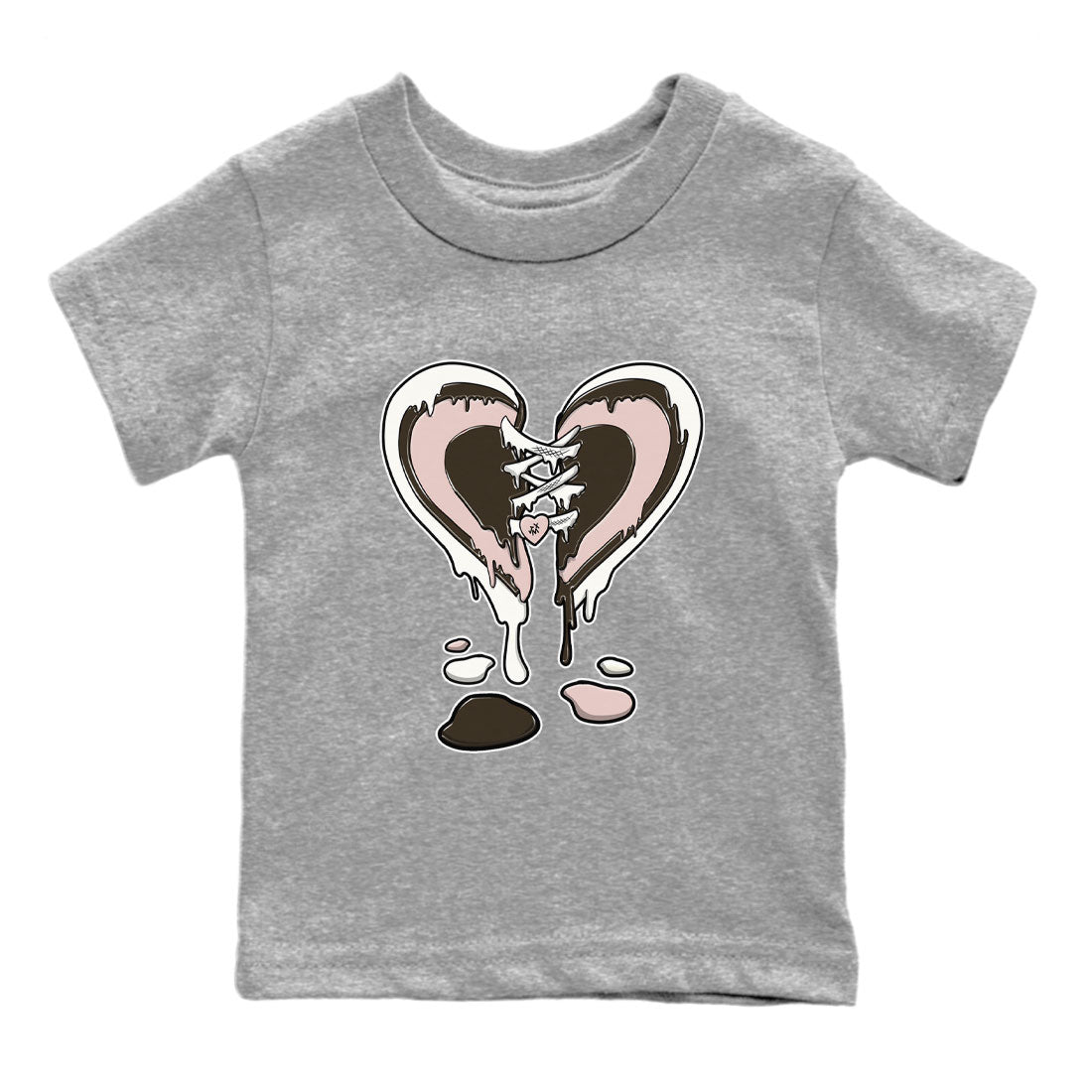 11s Neapolitan shirt to match jordans Melting Heart sneaker matching t-shirts and clothing Air Jordan 11 Neapolitan Drip Gear Zone Youth Kids Toddler Heather Grey 2 T-Shirt