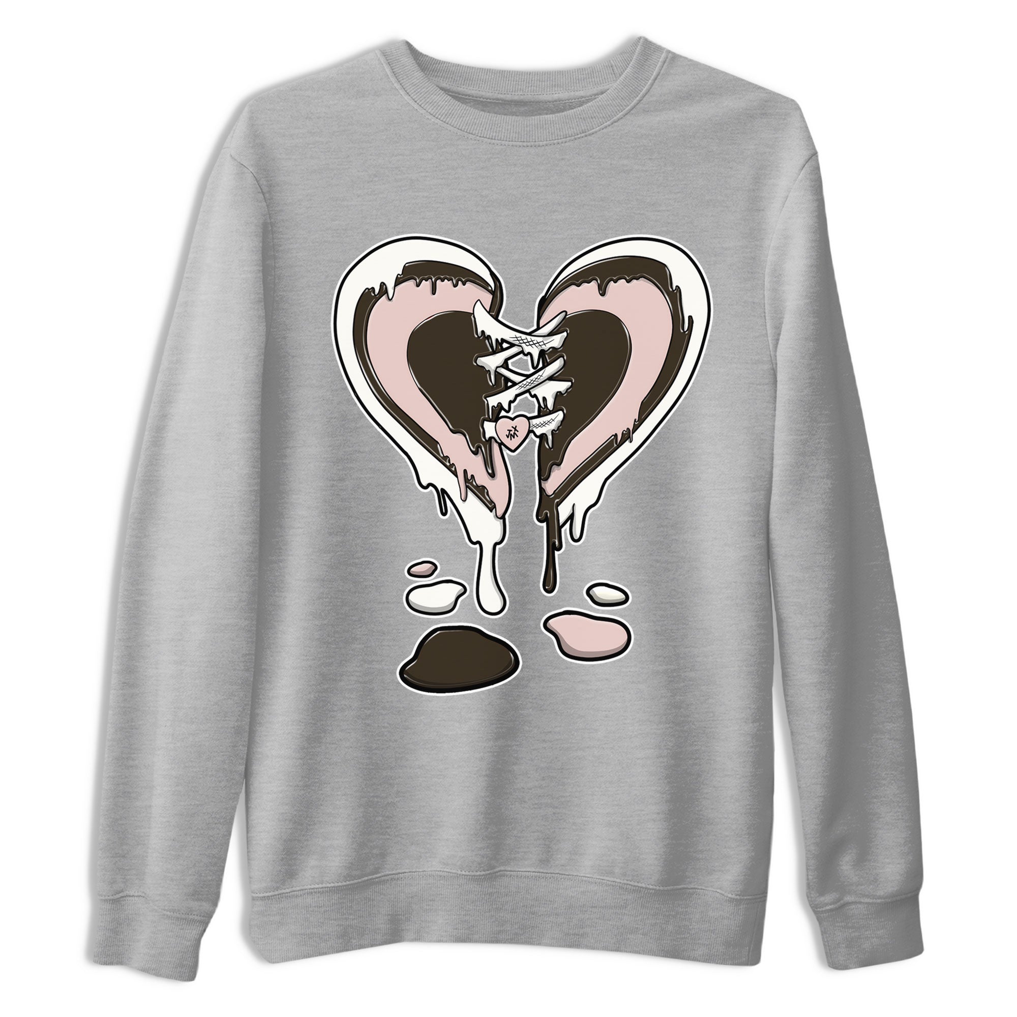 11s Neapolitan shirt to match jordans Melting Heart sneaker matching t-shirts and clothing Air Jordan 11 Neapolitan Drip Gear Zone Cotton Casual Unisex Heather Grey 2 T-Shirt