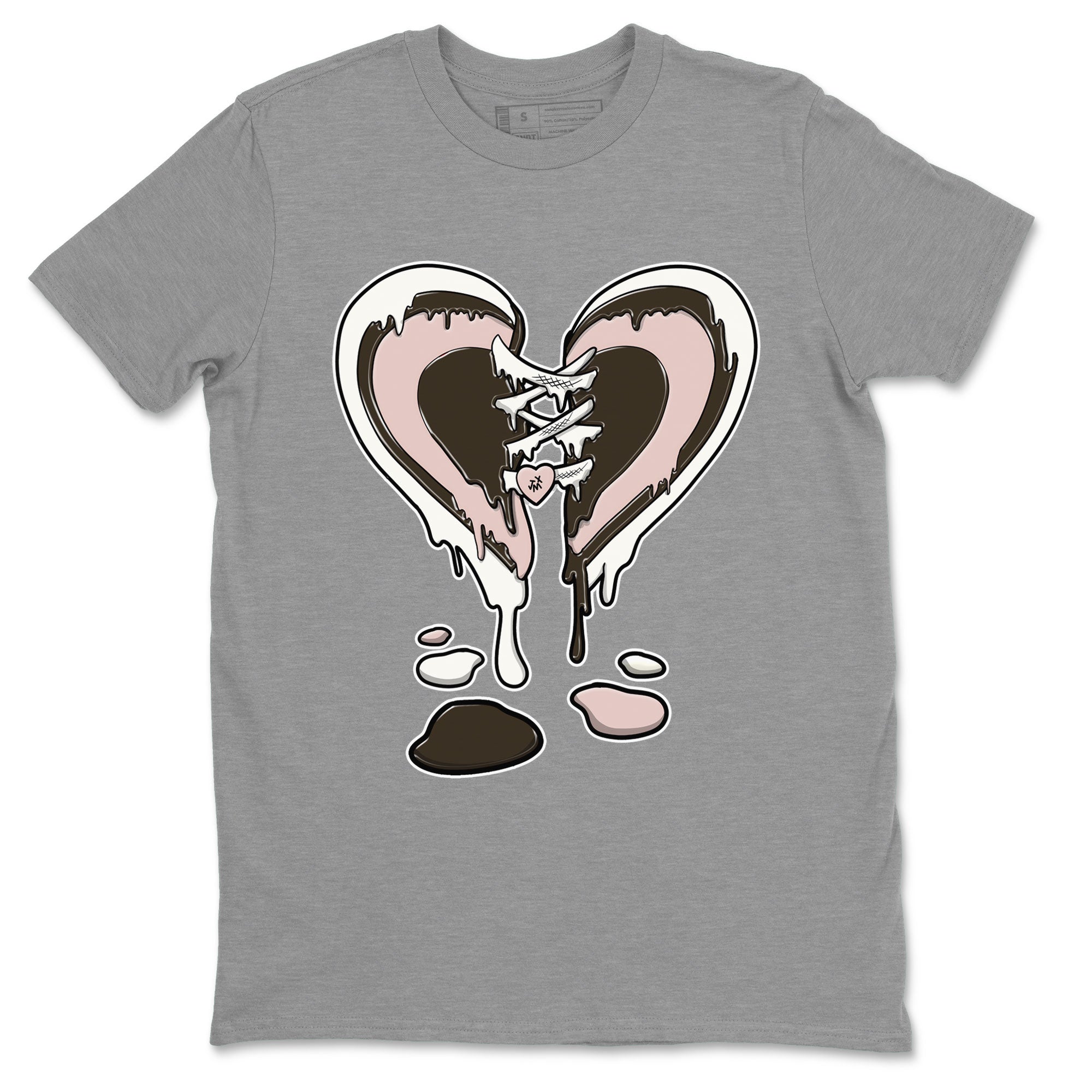 11s Neapolitan shirt to match jordans Melting Heart sneaker matching t-shirts and clothing Air Jordan 11 Neapolitan Drip Gear Zone Cotton Casual Unisex Heather Grey 2 T-Shirt
