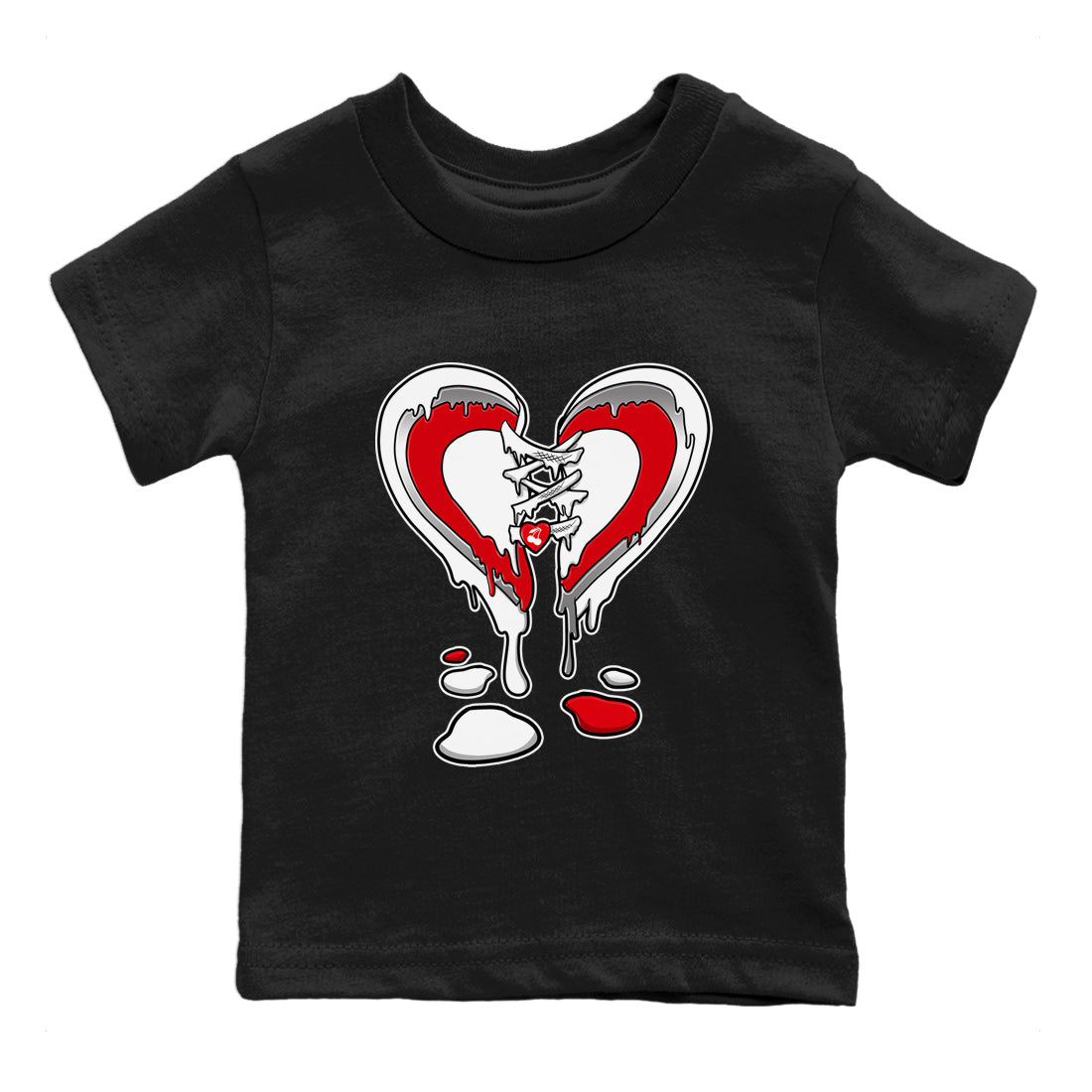 12s Cherry Sneaker Match Tees Melting Heart Streetwear Sneaker Shirt Air Jordan 12 Cherry Sneaker Release Tees Kids Shirts Black 2