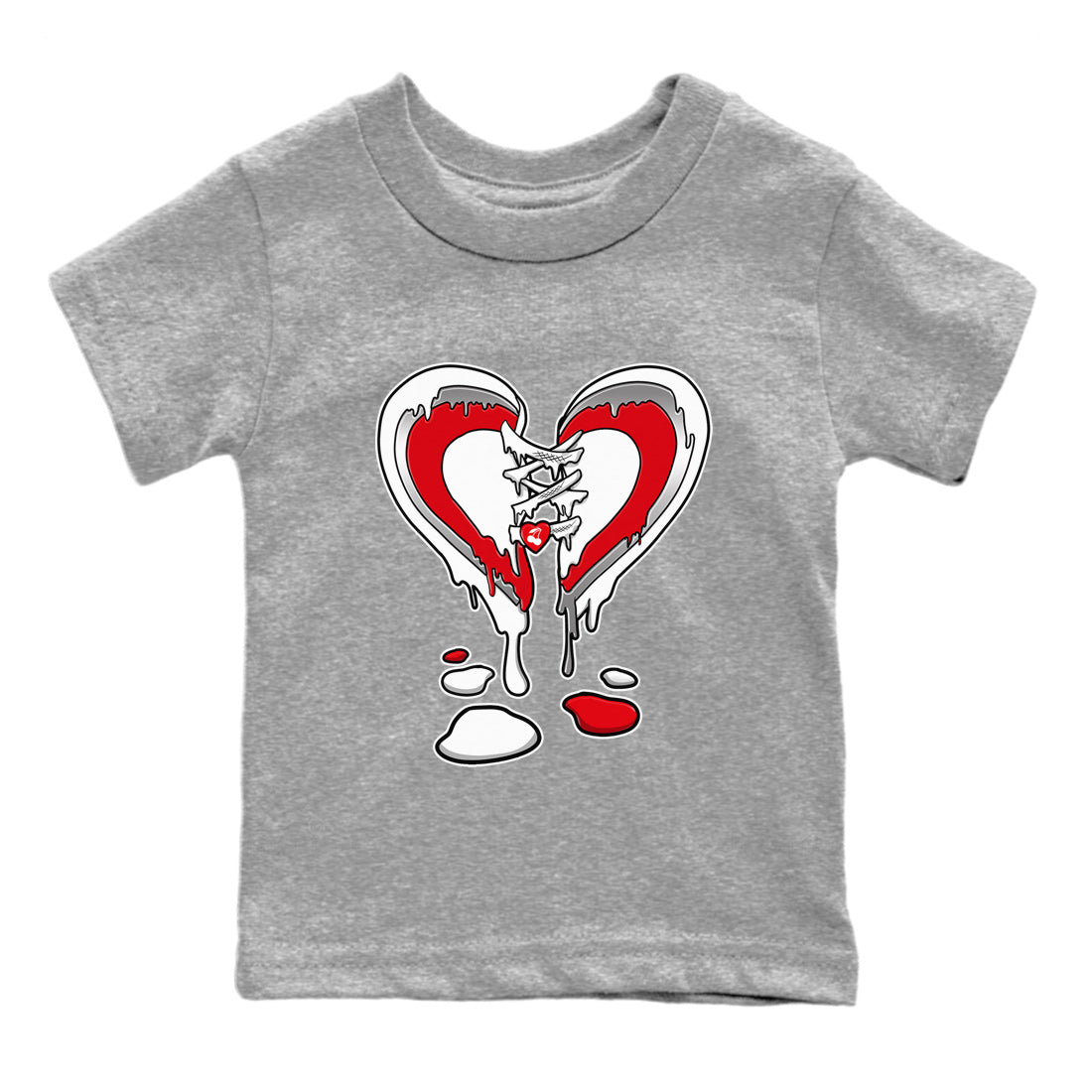 12s Cherry Sneaker Match Tees Melting Heart Streetwear Sneaker Shirt Air Jordan 12 Cherry Sneaker Release Tees Kids Shirts Heather Grey 2