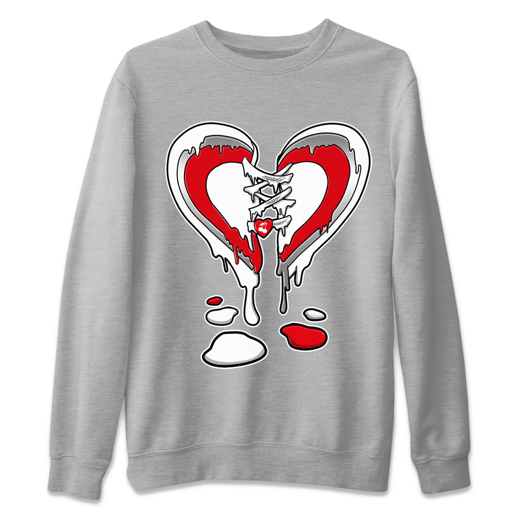 12s Cherry Sneaker Match Tees Melting Heart Streetwear Sneaker Shirt Air Jordan 12 Cherry Sneaker Release Tees Unisex Shirts Heather Grey 2