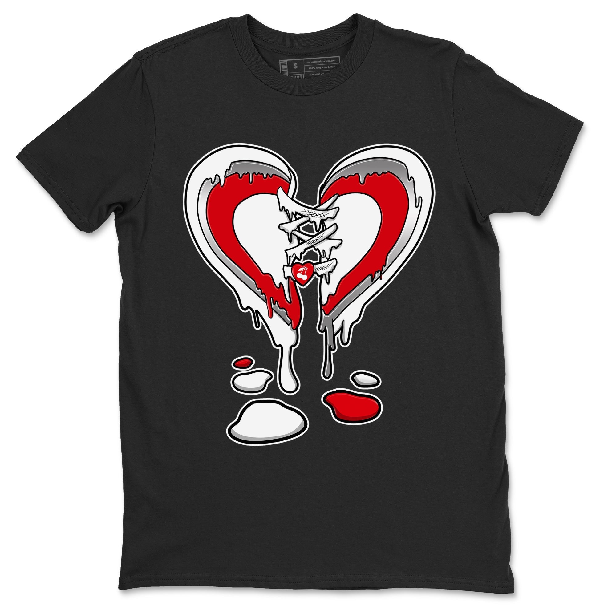 12s Cherry Sneaker Match Tees Melting Heart Streetwear Sneaker Shirt Air Jordan 12 Cherry Sneaker Release Tees Unisex Shirts Black 2