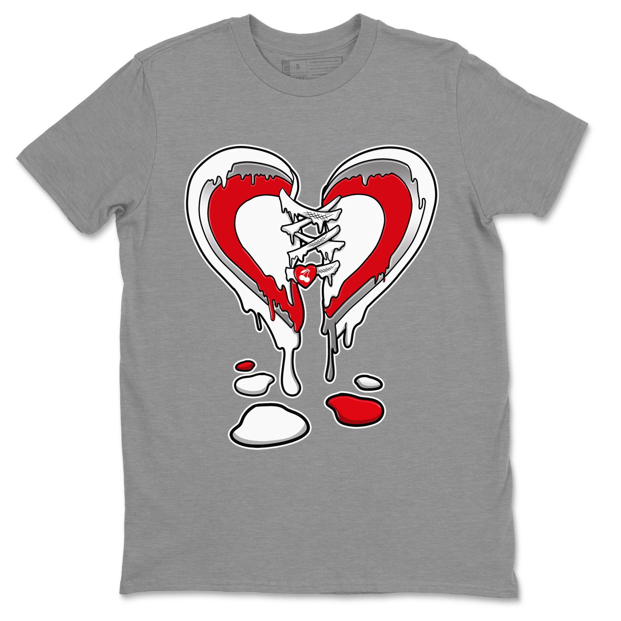12s Cherry Sneaker Match Tees Melting Heart Streetwear Sneaker Shirt Air Jordan 12 Cherry Sneaker Release Tees Unisex Shirts Heather Grey 2
