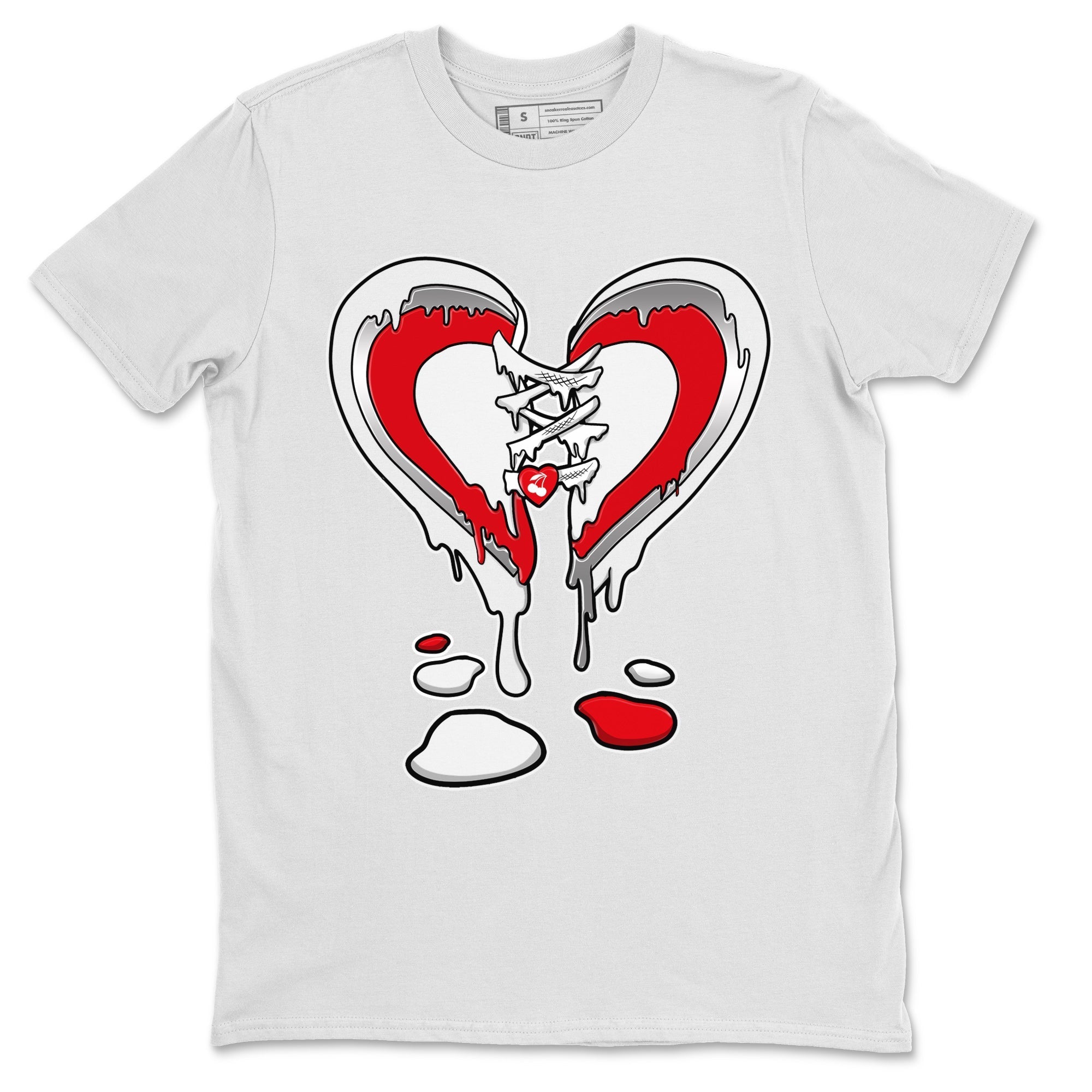 12s Cherry Sneaker Match Tees Melting Heart Streetwear Sneaker Shirt Air Jordan 12 Cherry Sneaker Release Tees Unisex Shirts White 2