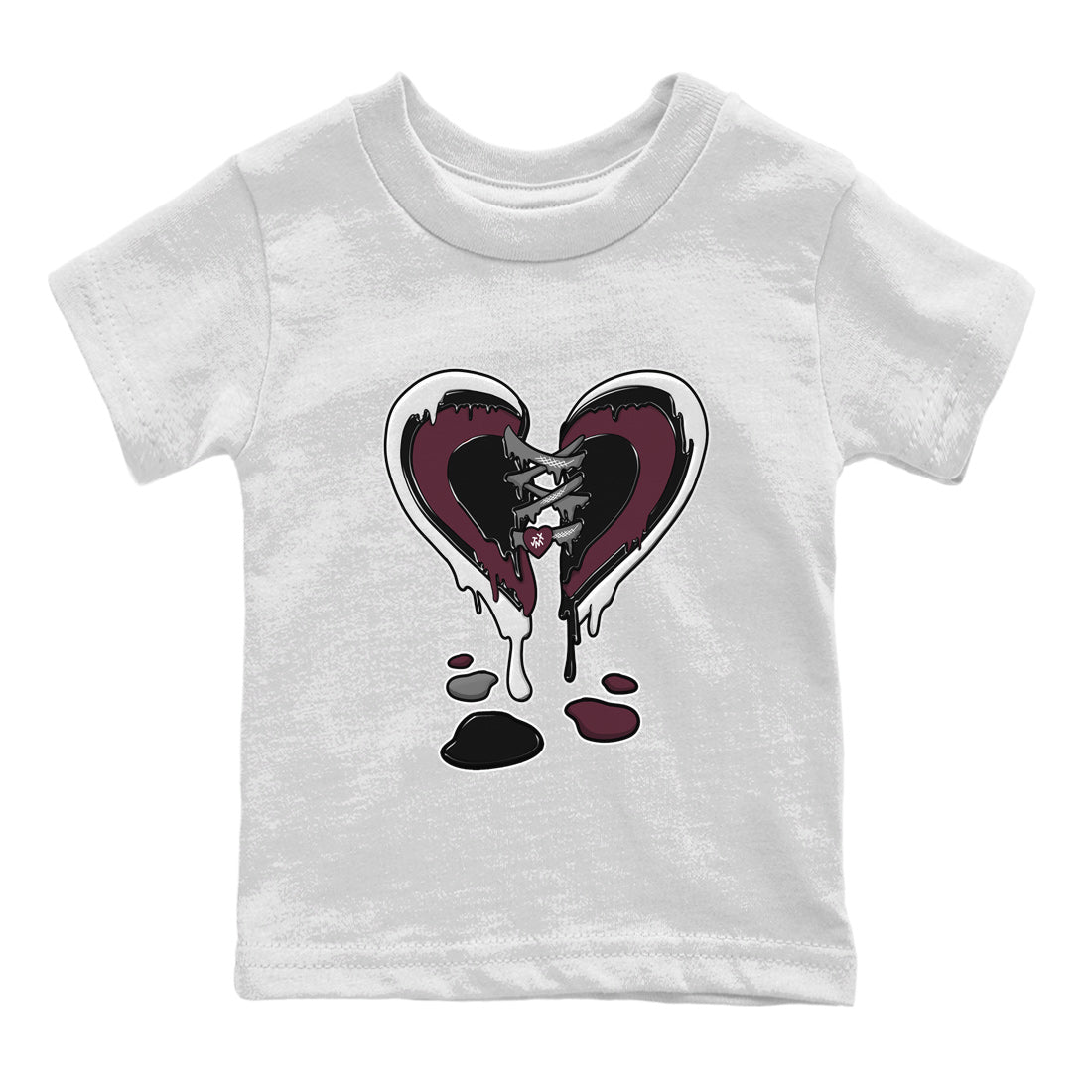 Air Jordan 5 Burgundy Sneaker Match Tees Melting Heart Streetwear Sneaker Shirt Jordan 5 Burgundy Sneaker Release Tees Matching Outfits Kids Shirts White 2