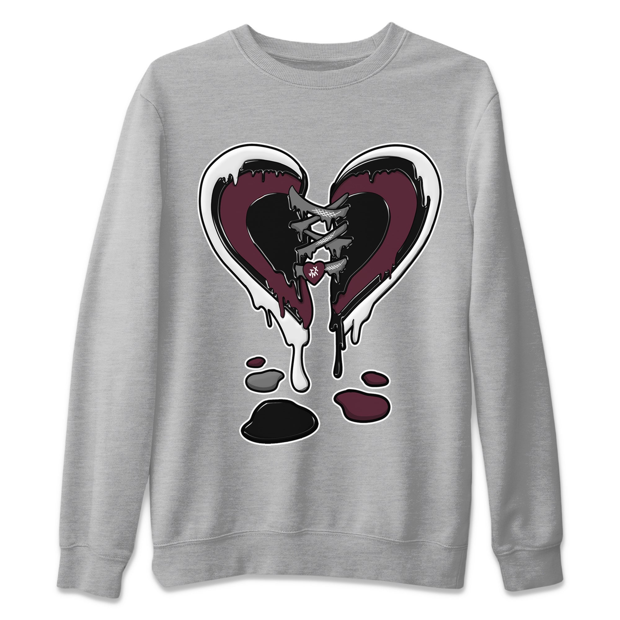 Air Jordan 5 Burgundy Sneaker Match Tees Melting Heart Streetwear Sneaker Shirt Jordan 5 Burgundy Sneaker Release Tees Matching Outfits Unisex Shirts Heather Grey 2