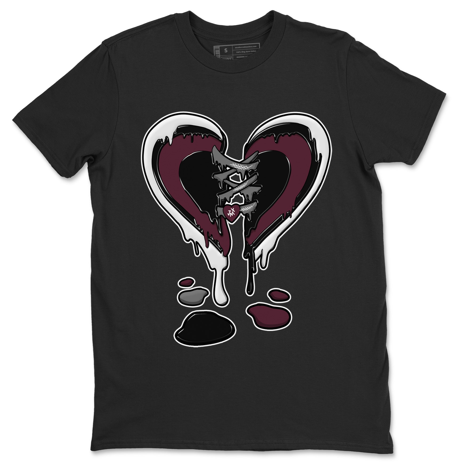Air Jordan 5 Burgundy Sneaker Match Tees Melting Heart Streetwear Sneaker Shirt Jordan 5 Burgundy Sneaker Release Tees Matching Outfits Unisex Shirts Black 2