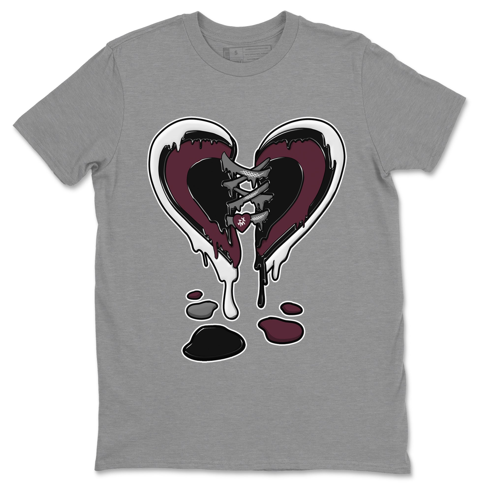 Air Jordan 5 Burgundy Sneaker Match Tees Melting Heart Streetwear Sneaker Shirt Jordan 5 Burgundy Sneaker Release Tees Matching Outfits Unisex Shirts Heather Grey 2