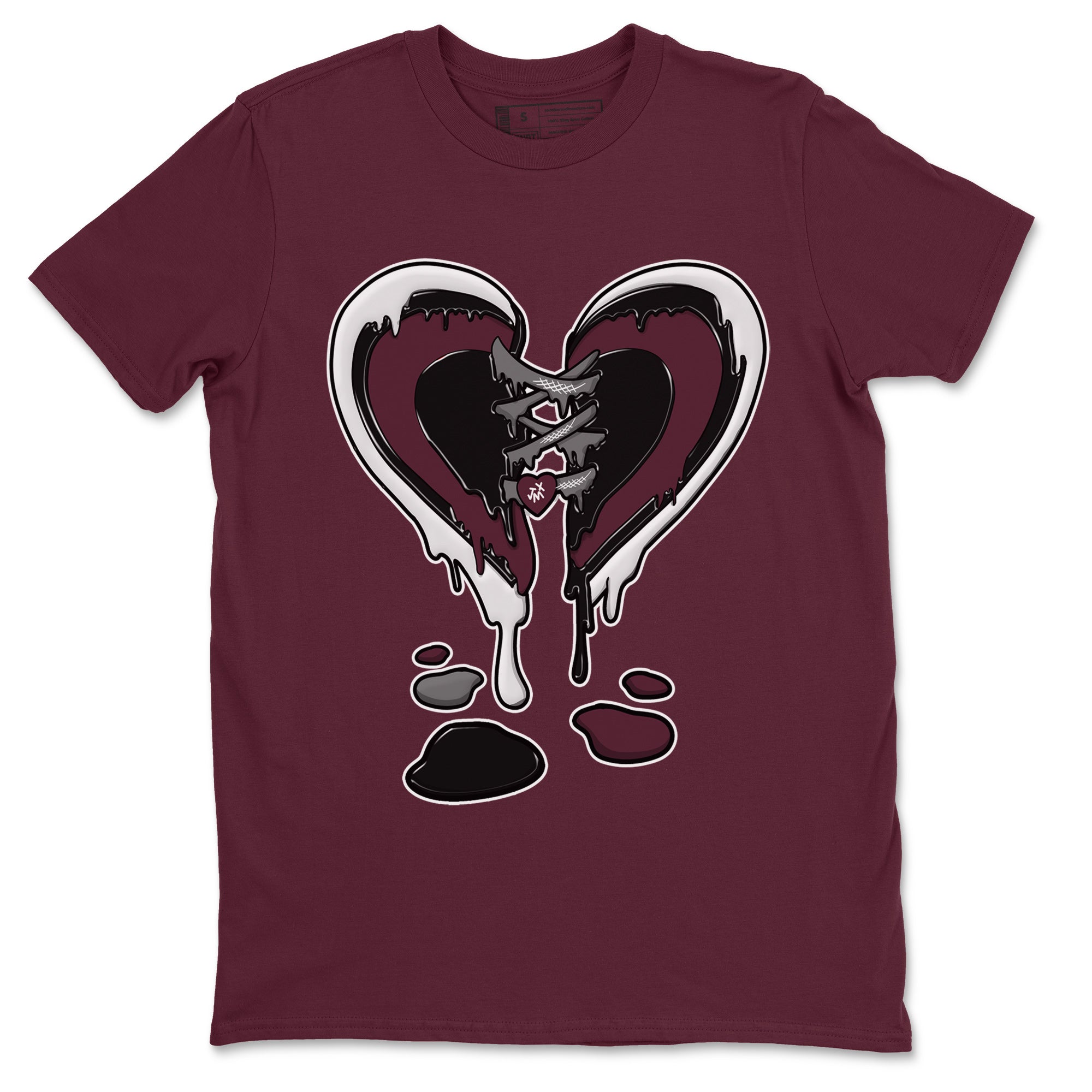 Air Jordan 5 Burgundy Sneaker Match Tees Melting Heart Streetwear Sneaker Shirt Jordan 5 Burgundy Sneaker Release Tees Matching Outfits Unisex Shirts Maroon 2