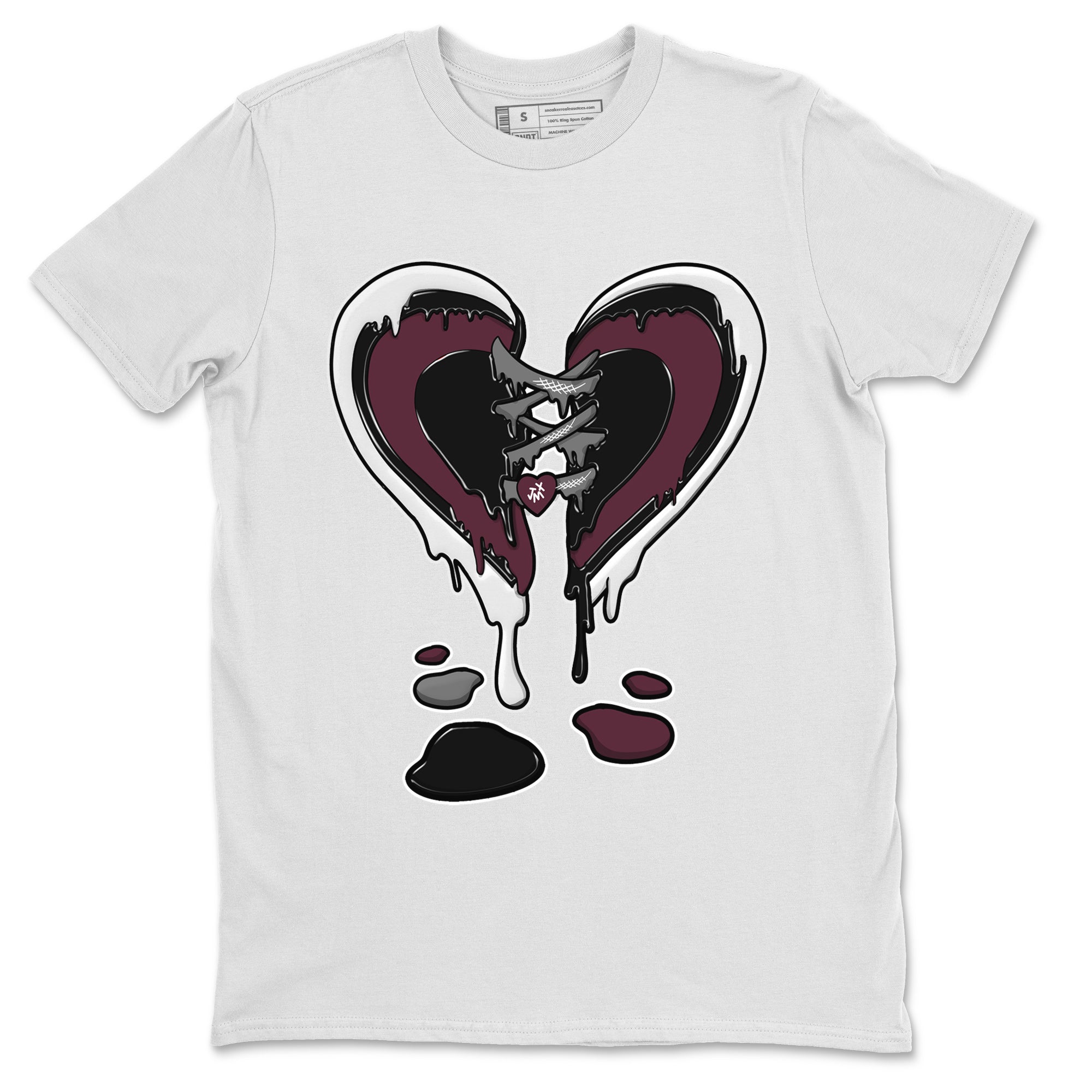Air Jordan 5 Burgundy Sneaker Match Tees Melting Heart Streetwear Sneaker Shirt Jordan 5 Burgundy Sneaker Release Tees Matching Outfits Unisex Shirts White 2