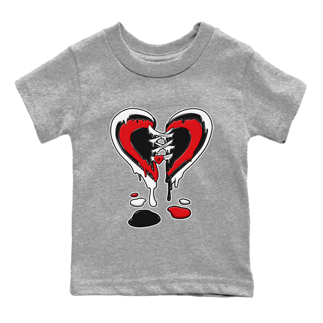 Air Jordan 6 Toro Bravo Sneaker Match Tees Melting Heart Streetwear Sneaker Shirt AJ6 Toro Bravo Sneaker Release Tees Kids Shirts Heather Grey 2