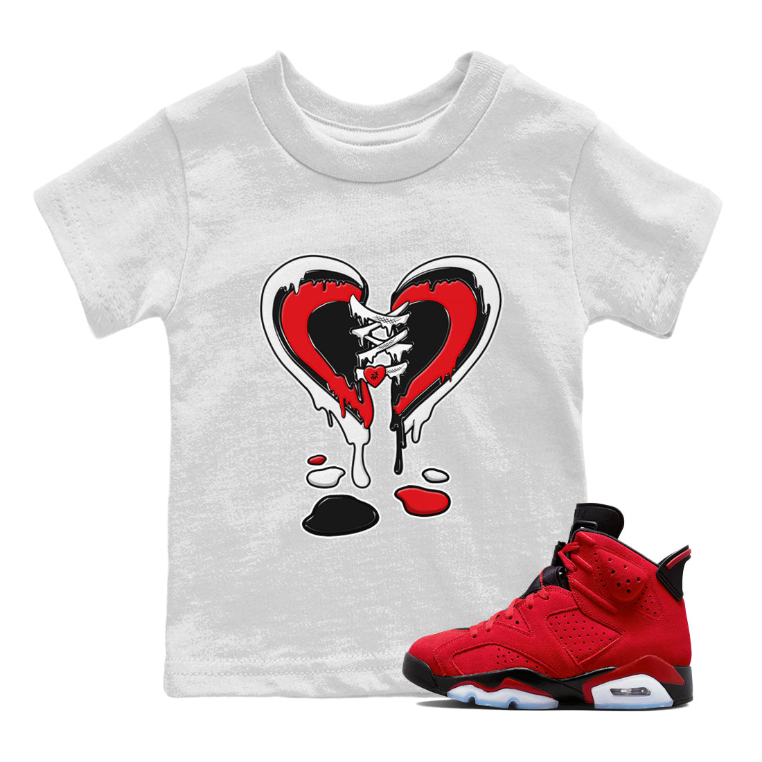 Air Jordan 6 Toro Bravo Sneaker Match Tees Melting Heart Streetwear Sneaker Shirt AJ6 Toro Bravo Sneaker Release Tees Kids Shirts White 1