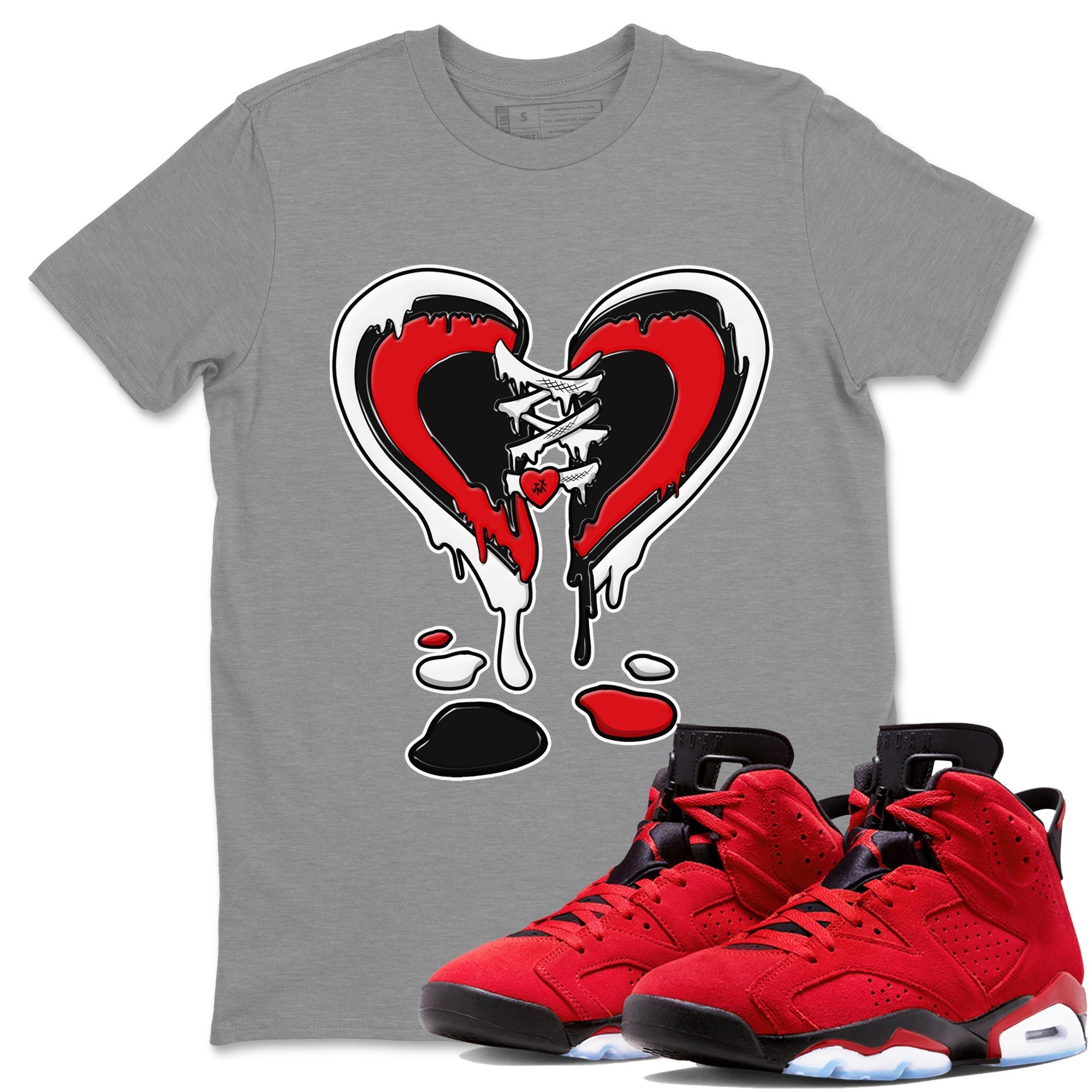 Air Jordan 6 Toro Bravo Sneaker Match Tees Melting Heart Streetwear Sneaker Shirt AJ6 Toro Bravo Sneaker Release Tees Unisex Shirts Heather Grey 1
