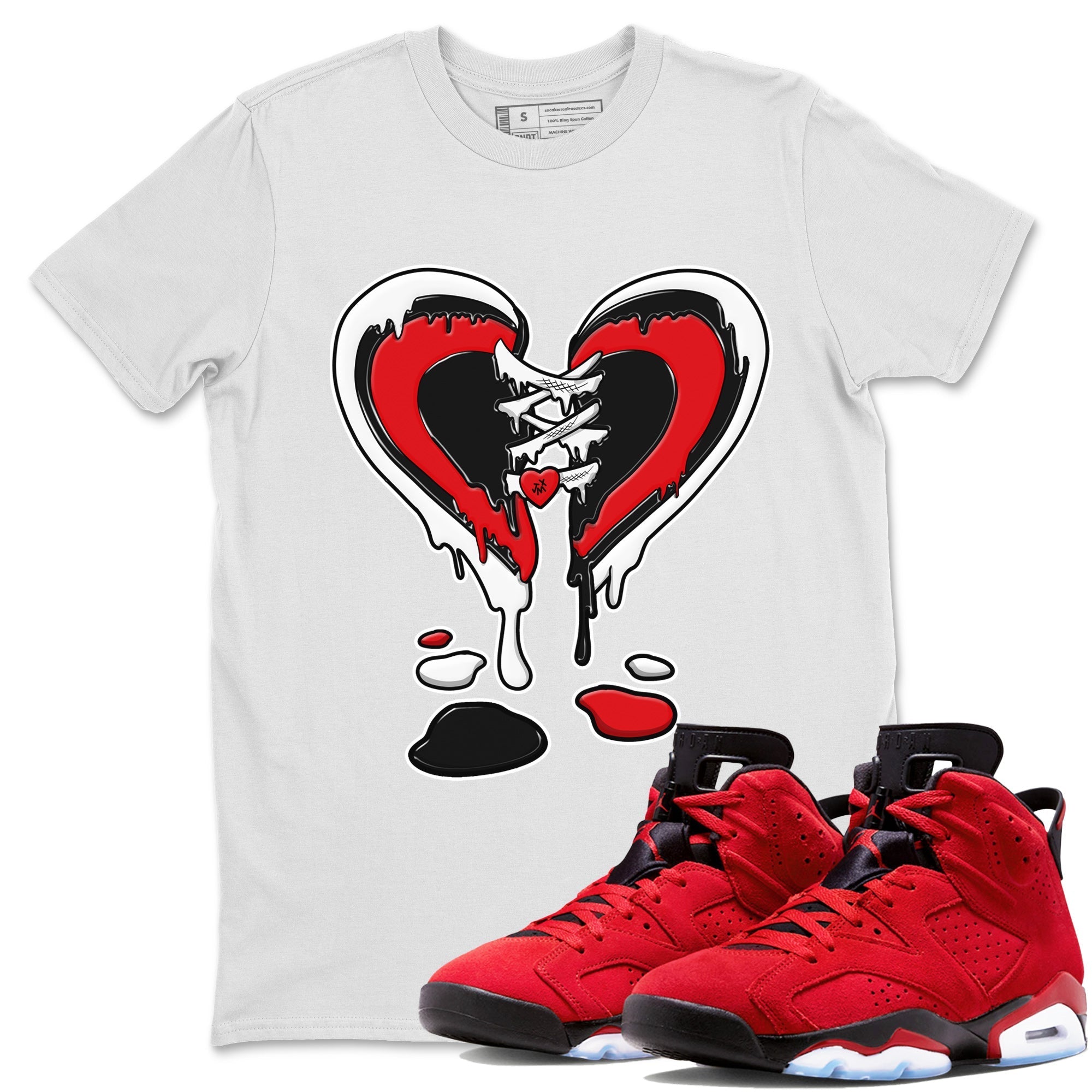 Air Jordan 6 Toro Bravo Sneaker Match Tees Melting Heart Streetwear Sneaker Shirt AJ6 Toro Bravo Sneaker Release Tees Unisex Shirts White 1