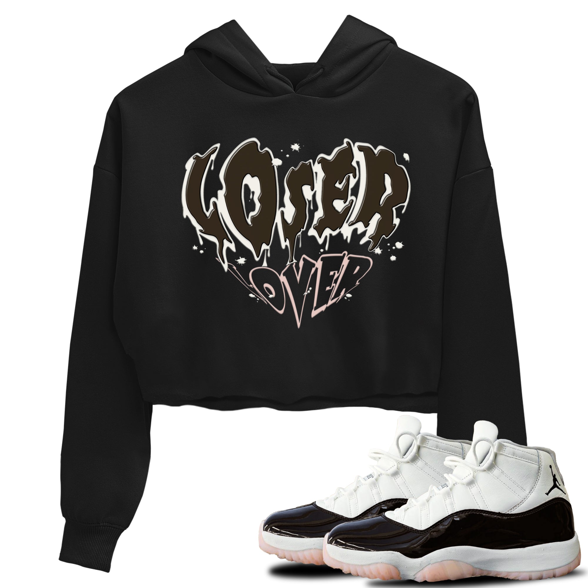 11s WMNS Neapolitan shirt to match jordans Melting Loser Lover sneaker tees Air Jordan 11 Neapolitan Drip Gear Zone Sneaker Matching Shirt Black 1 Crop T-Shirt
