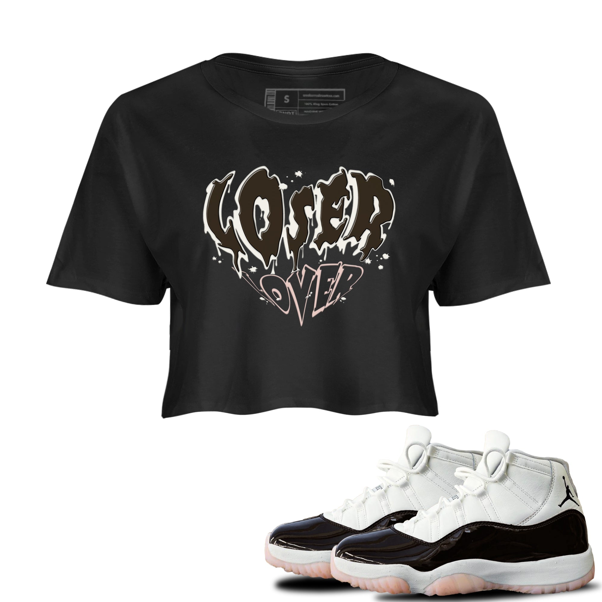 11s WMNS Neapolitan shirt to match jordans Melting Loser Lover sneaker tees Air Jordan 11 Neapolitan Drip Gear Zone Sneaker Matching Shirt Black 1 Crop T-Shirt