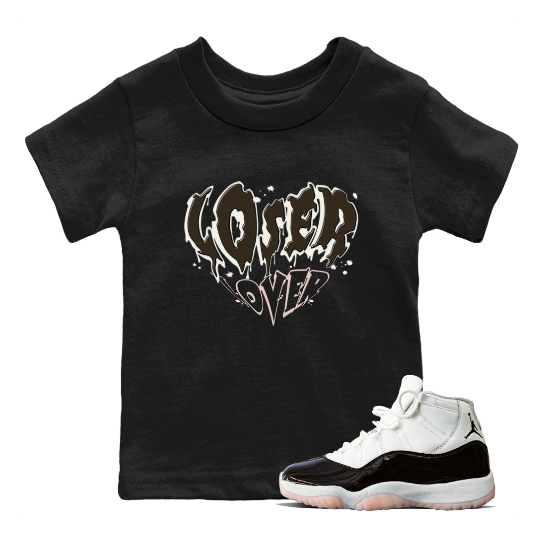 11s WMNS Neapolitan shirt to match jordans Melting Loser Lover sneaker tees Air Jordan 11 Neapolitan Drip Gear Zone Sneaker Matching Shirt Baby Toddler Black 1 T-Shirt