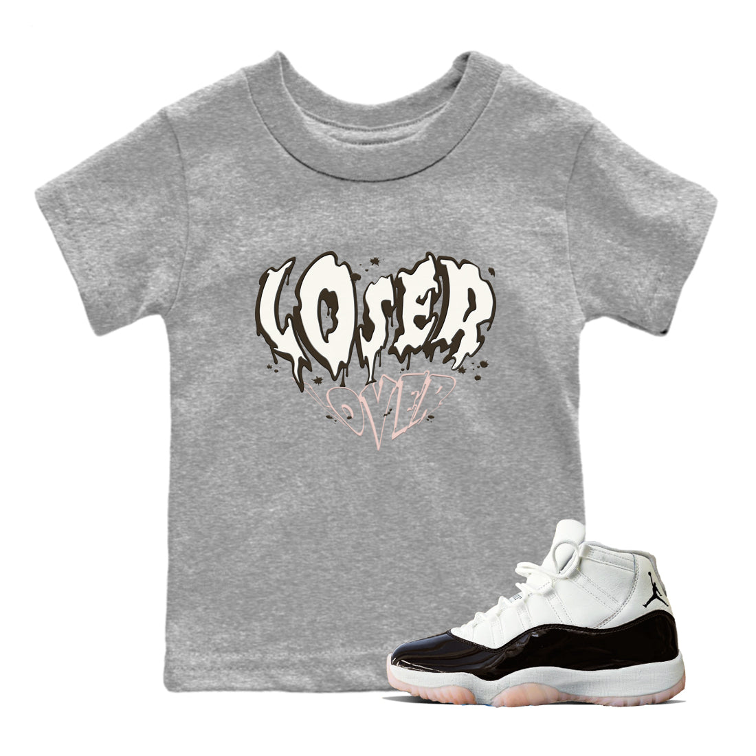 11s WMNS Neapolitan shirt to match jordans Melting Loser Lover sneaker tees Air Jordan 11 Neapolitan Drip Gear Zone Sneaker Matching Shirt Baby Toddler Heather Grey 1 T-Shirt