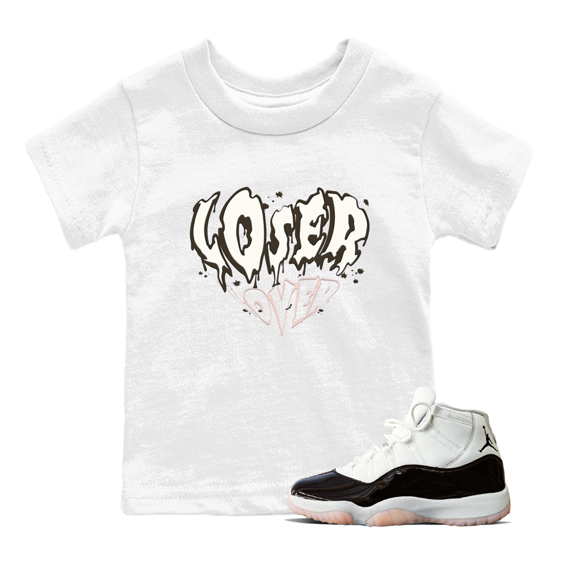 11s WMNS Neapolitan shirt to match jordans Melting Loser Lover sneaker tees Air Jordan 11 Neapolitan Drip Gear Zone Sneaker Matching Shirt Baby Toddler White 1 T-Shirt