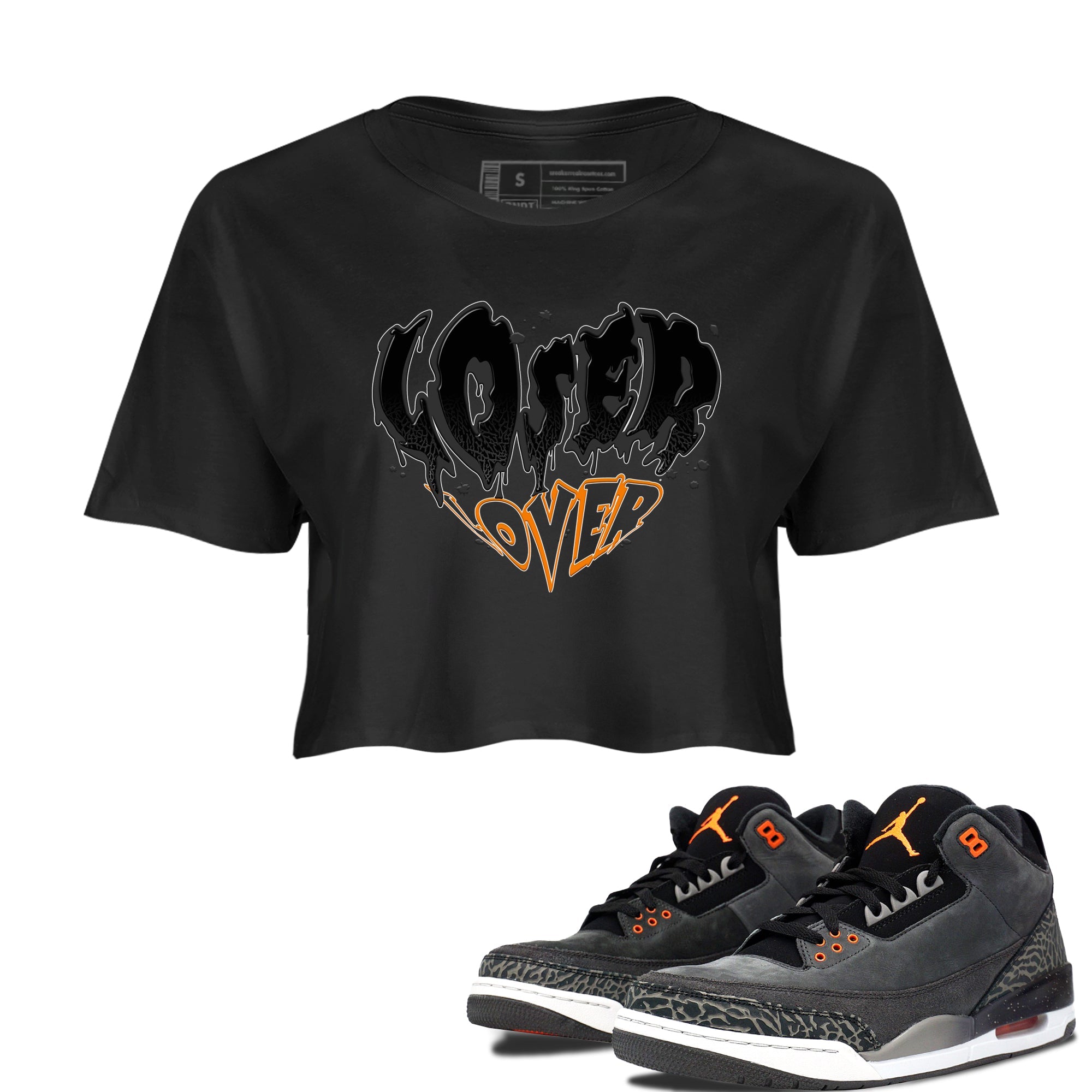 Air Jordan 3 Retro Fear shirt to match jordans Melting Loser Lover sneaker tees AJ3 Fear Drip Gear Zone Sneaker Matching Cotton Shirt Black 1 crop length shirt