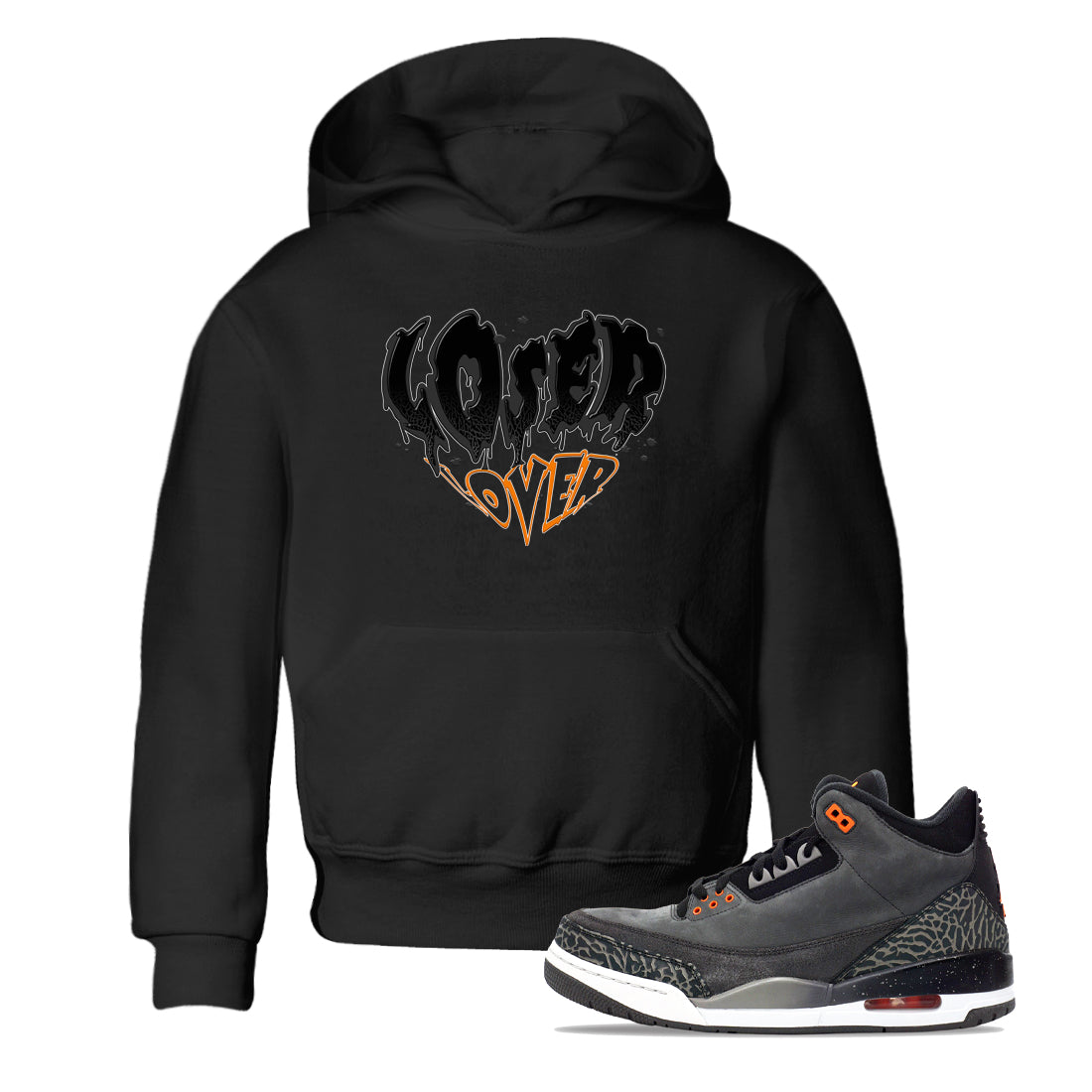 Air Jordan 3 Retro Fear shirt to match jordans Melting Loser Lover sneaker tees AJ3 Fear Drip Gear Zone Sneaker Matching Cotton Shirt baby toddler Black 1 cotton Shirt