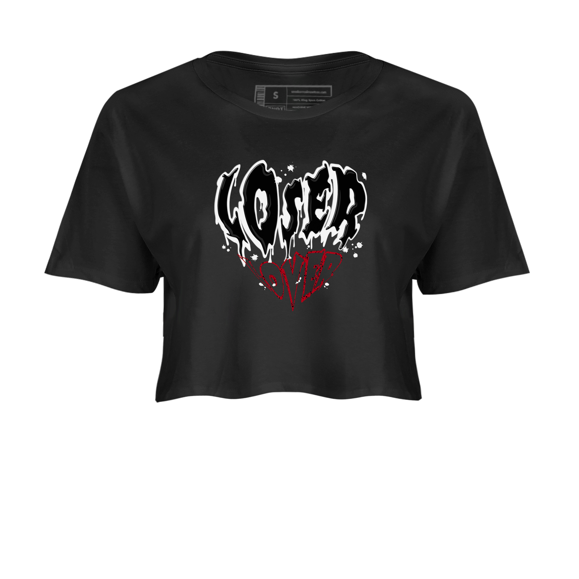 Red Cement 4 shirt to match jordans Melting Loser Lover Streetwear Sneaker Shirt Air Jordan 4 Red Cement Drip Gear Zone Sneaker Matching Clothing Black 2 Crop T-Shirt