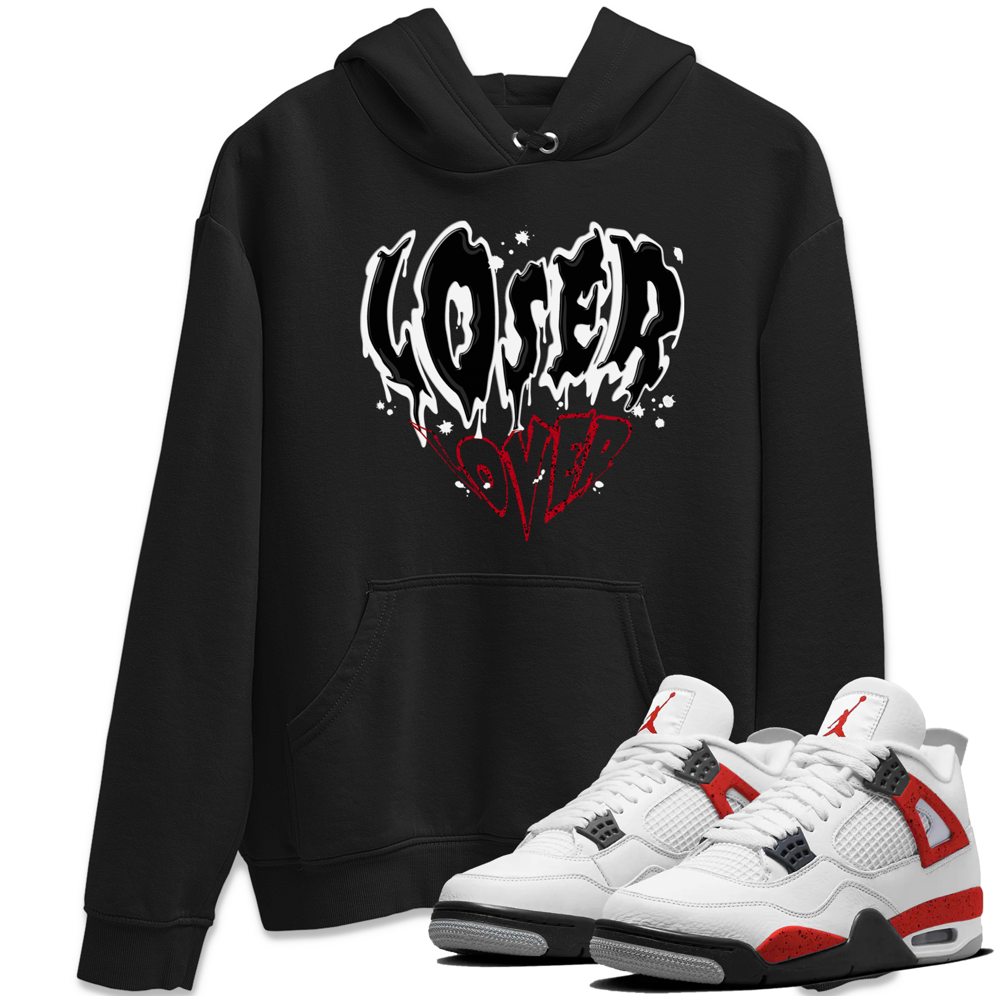 Red Cement 4 shirt to match jordans Melting Loser Lover Streetwear Sneaker Shirt Air Jordan 4 Red Cement Drip Gear Zone Sneaker Matching Clothing Unisex Black 1 T-Shirt