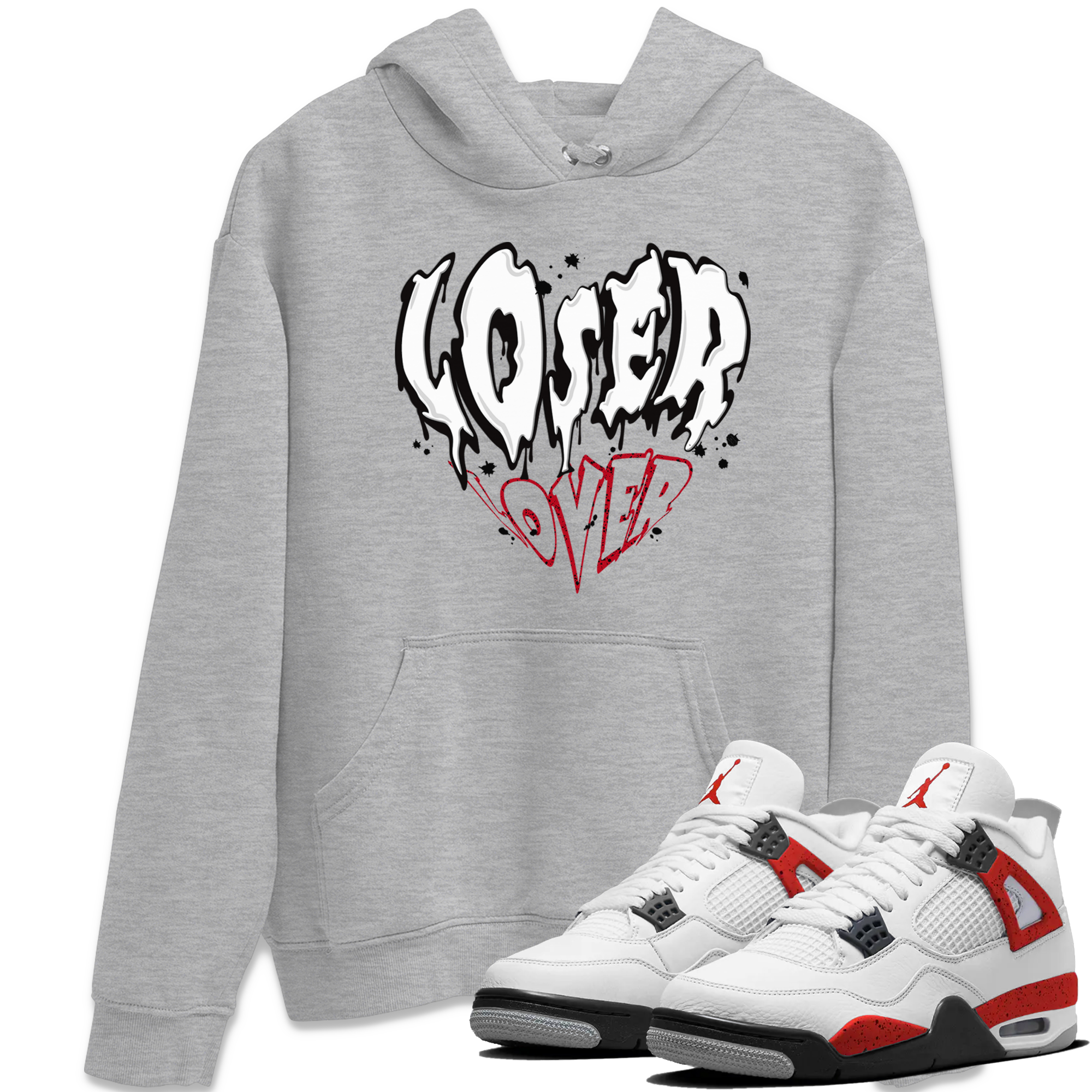 Red Cement 4 shirt to match jordans Melting Loser Lover Streetwear Sneaker Shirt Air Jordan 4 Red Cement Drip Gear Zone Sneaker Matching Clothing Unisex Heather Grey 1 T-Shirt