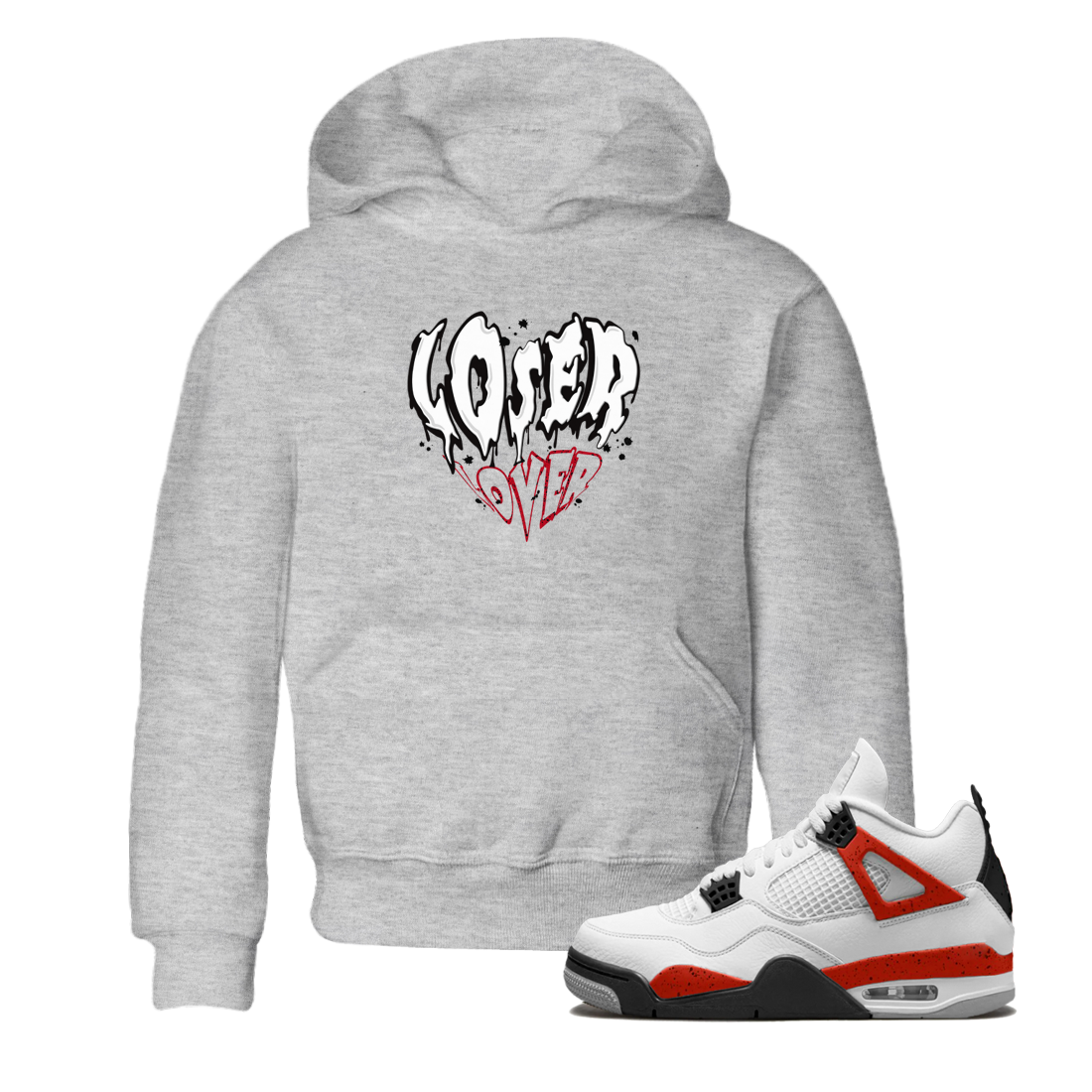 Red Cement 4 shirt to match jordans Melting Loser Lover Streetwear Sneaker Shirt Air Jordan 4 Red Cement Drip Gear Zone Sneaker Matching Clothing Baby Toddler Heather Grey 1 T-Shirt