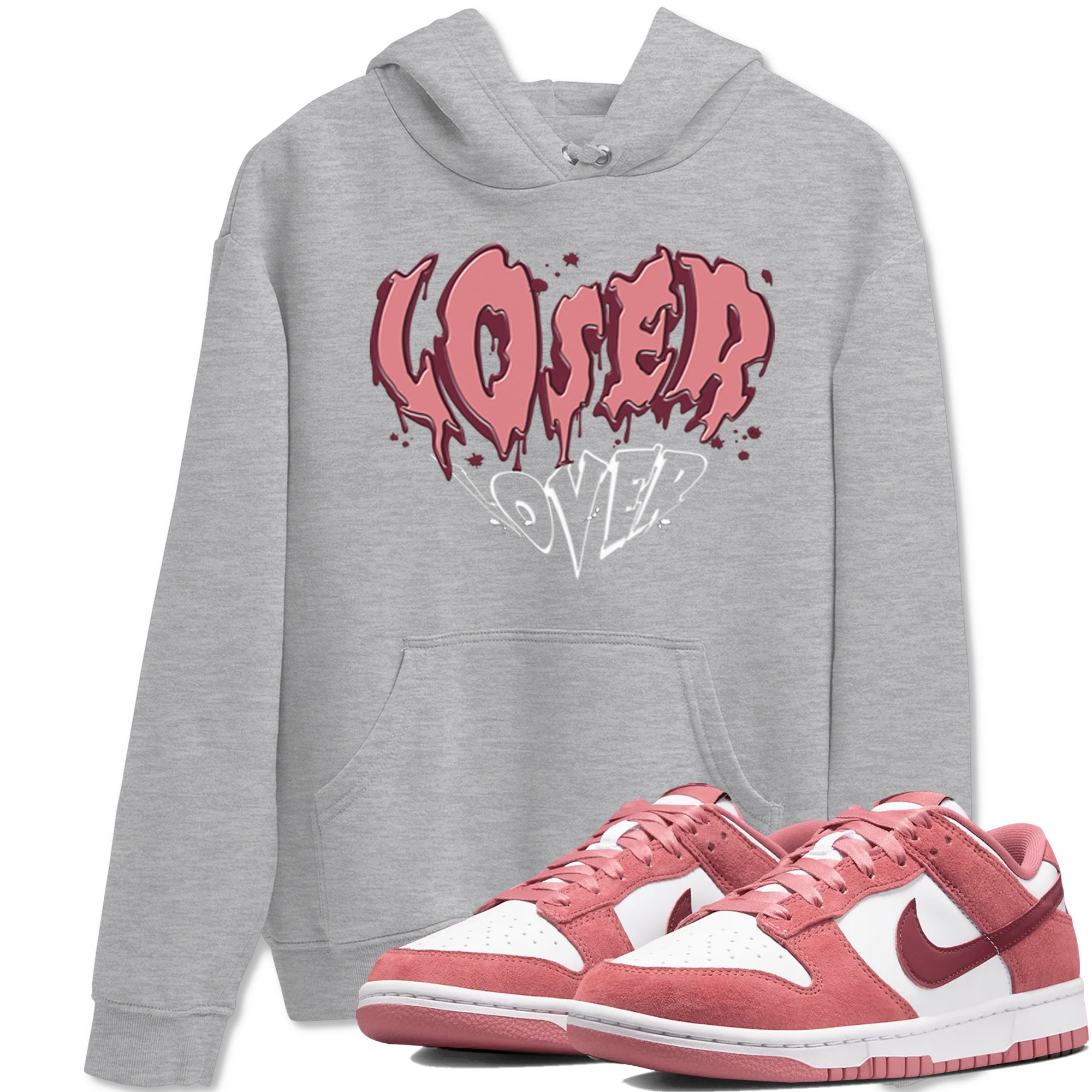 Dunk Valentine's Day shirt to match jordans Melting Loser Lover sneaker tees Dunk Low Valentines Day Drip Gear Zone unisex cotton Heather Grey 1 crew neck shirt