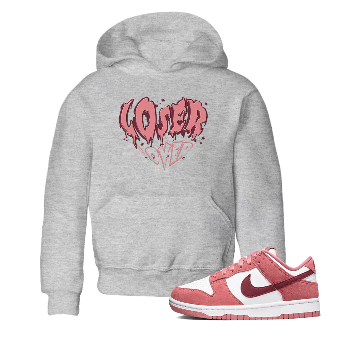 Dunk Valentine's Day shirt to match jordans Melting Loser Lover sneaker tees Dunk Low Valentines Day Drip Gear Zone baby toddler Heather Grey 1 cotton Shirt