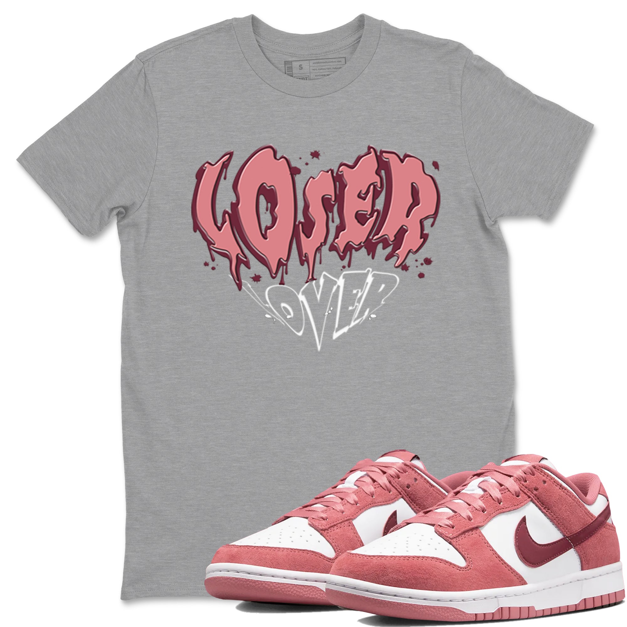 Dunk Valentine's Day shirt to match jordans Melting Loser Lover sneaker tees Dunk Low Valentines Day Drip Gear Zone unisex cotton Heather Grey 1 crew neck shirt