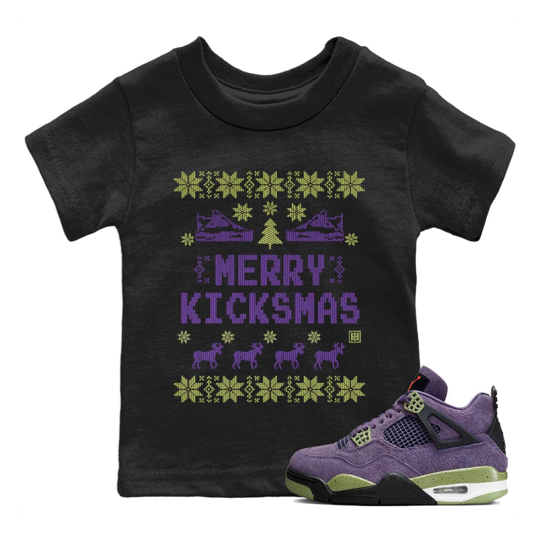 Jordan 4 Canyon Purple Sneaker Matching T-Shirt Merry Kicksmas Sneaker Tees Jordan 4 Canyon Purple Sneaker Release Tees Kids Shirts
