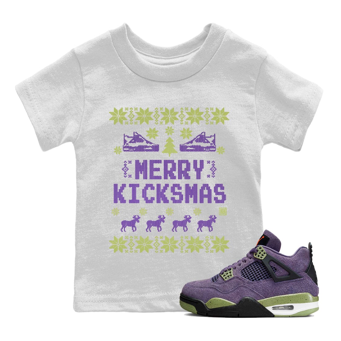 Jordan 4 Canyon Purple Sneaker Matching T-Shirt Merry Kicksmas Sneaker Tees Jordan 4 Canyon Purple Sneaker Release Tees Kids Shirts