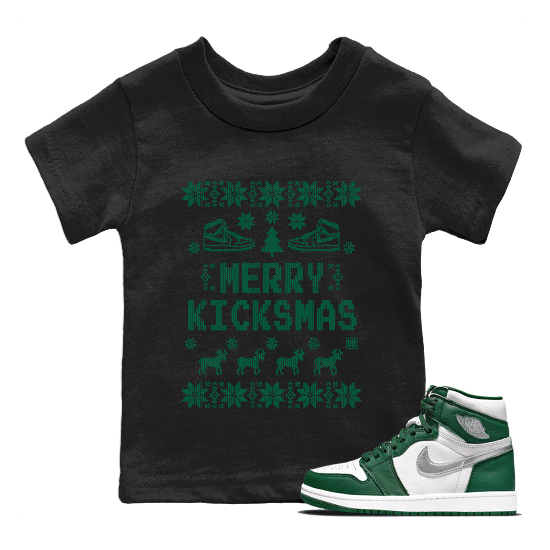 Jordan 1 Gorge Green Sneaker Matching T-Shirt Merry Kicksmas Sneaker Tees Jordan 1 Gorge Green Sneaker Release Tees Kids Shirts
