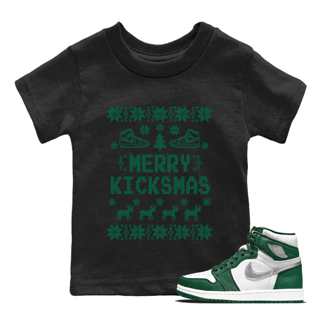 Jordan 1 Gorge Green Sneaker Matching T-Shirt Merry Kicksmas Sneaker Tees Jordan 1 Gorge Green Sneaker Release Tees Kids Shirts