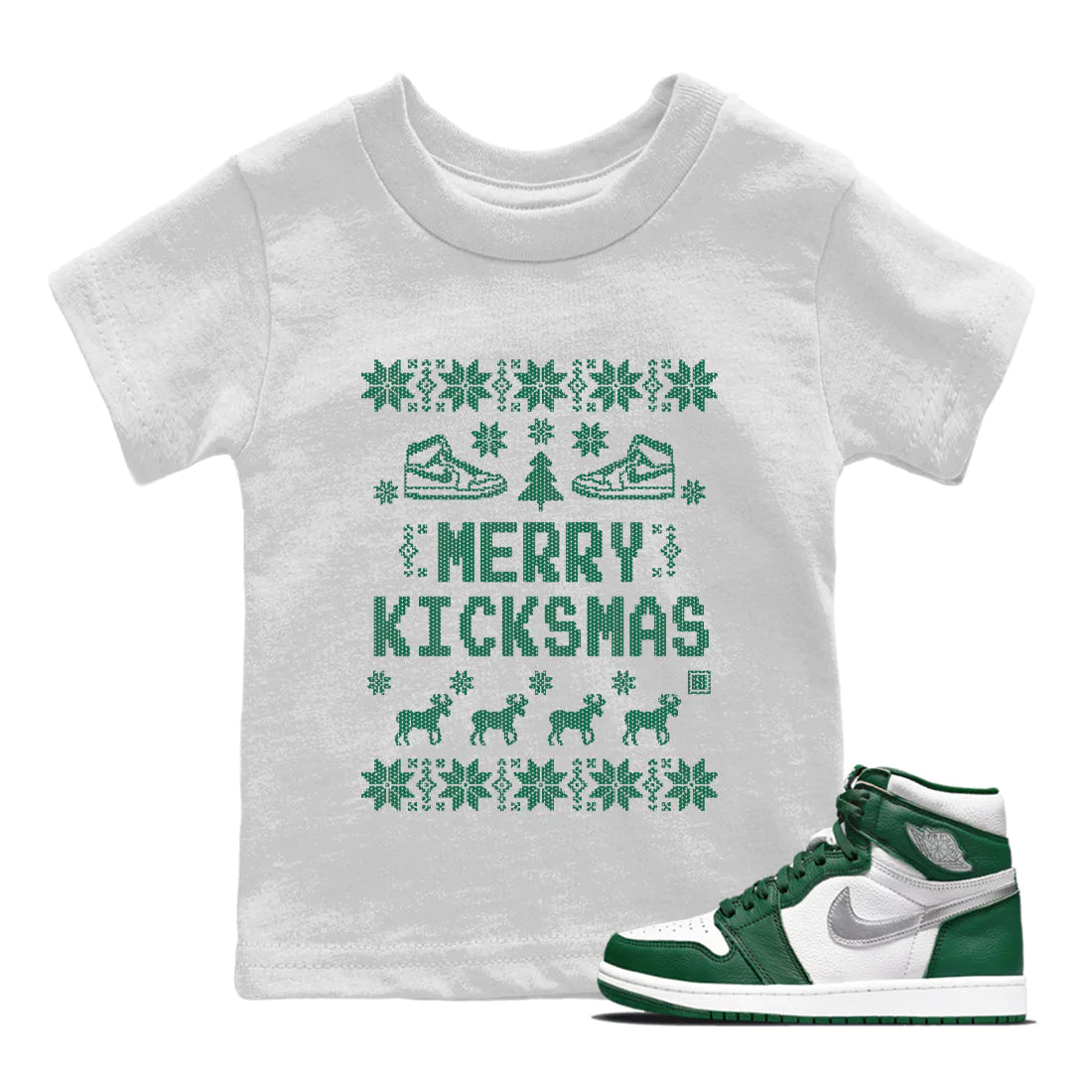 Jordan 1 Gorge Green Sneaker Matching T-Shirt Merry Kicksmas Sneaker Tees Jordan 1 Gorge Green Sneaker Release Tees Kids Shirts
