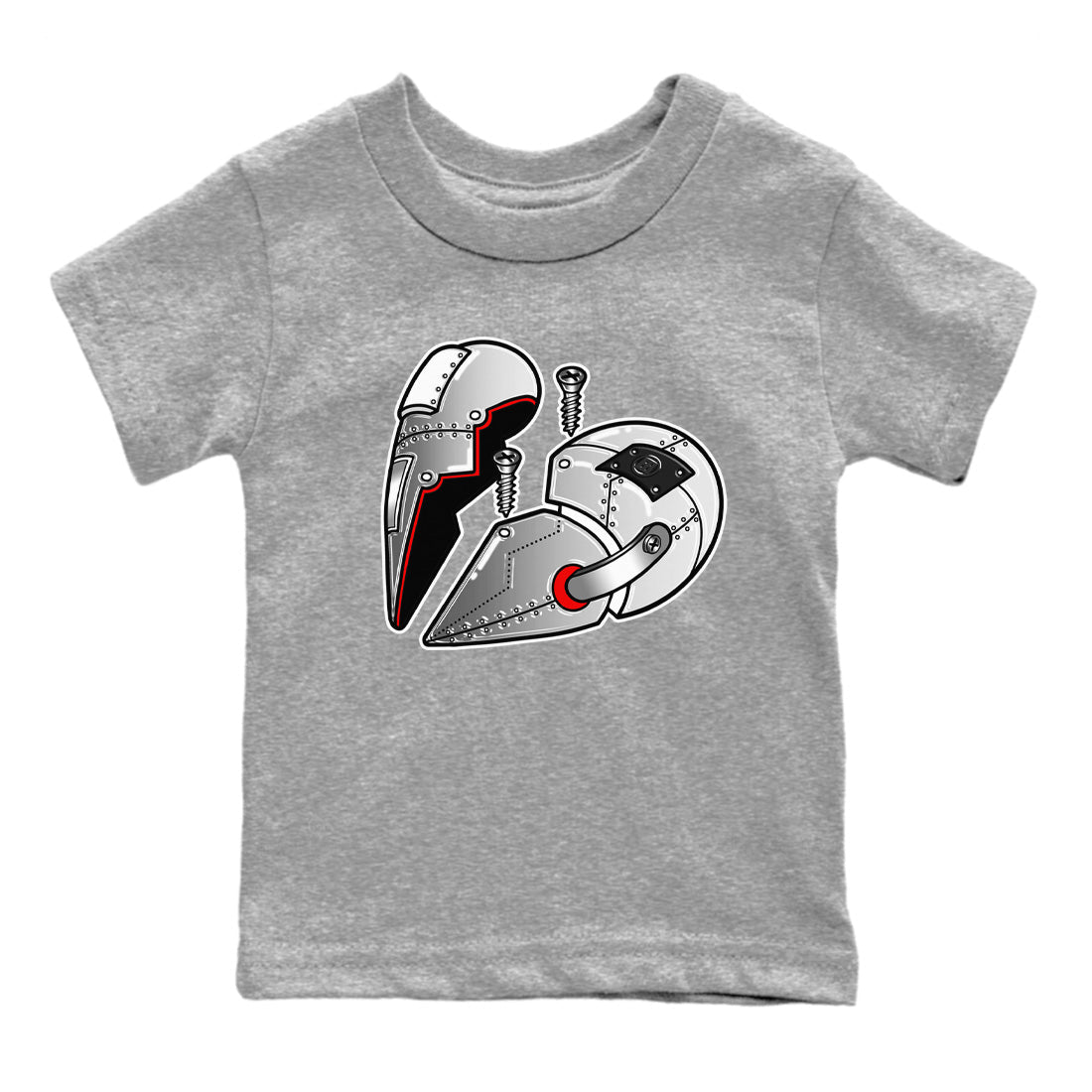 Air Jordan 14 Metallic Silver Sneaker Match Tees Metal Heart Streetwear Sneaker Shirt Jordan 14 WMNS Metallic Silver Sneaker Release Tees Kids Shirts Heather Grey 2