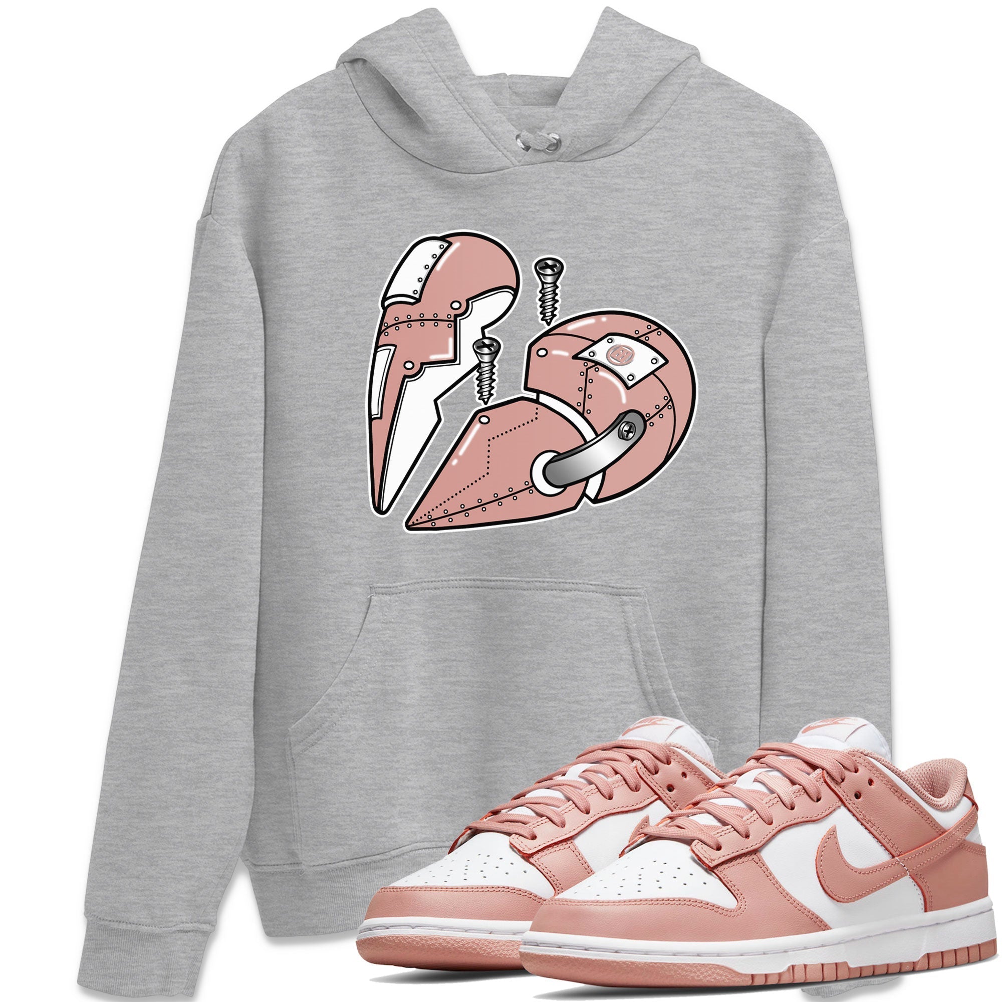 Dunk Low WMNS Rose Whisper shirt to match jordans Metal Heart Streetwear Sneaker Shirt Dunk Rose Whisper Drip Gear Zone Sneaker Matching Clothing Casual Unisex shirts Heather Grey 1 T-Shirt