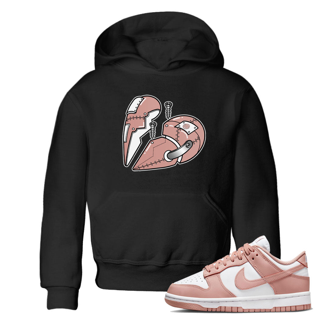 Dunk Low WMNS Rose Whisper shirt to match jordans Metal Heart Streetwear Sneaker Shirt Dunk Rose Whisper Drip Gear Zone Sneaker Matching Clothing Baby Toddler Kids Black 1 T-Shirt